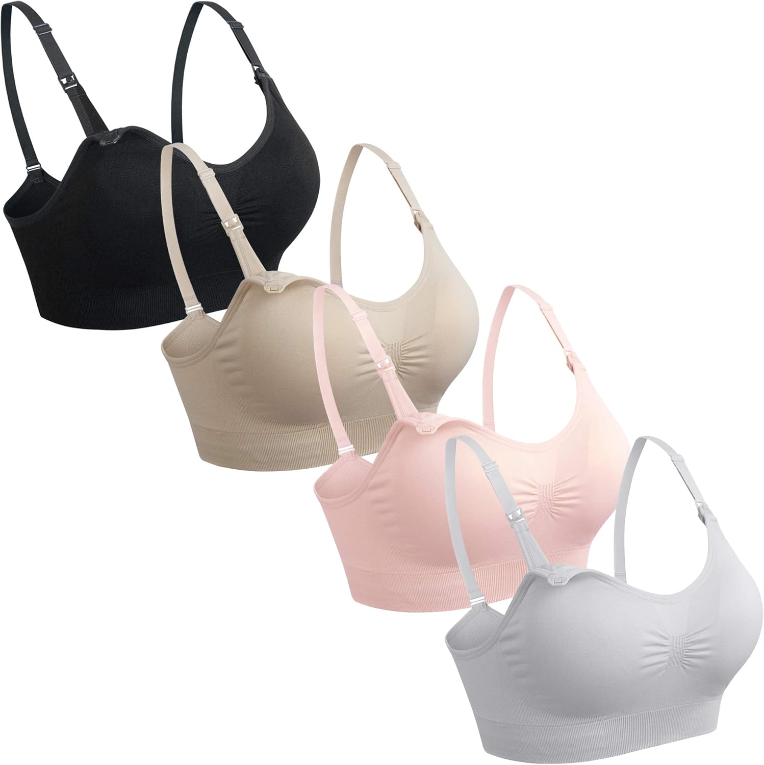 GXXGE 4Pack Nursing Bra for Breastfeeding Maternity Bras Push Up Silk Seamless P...