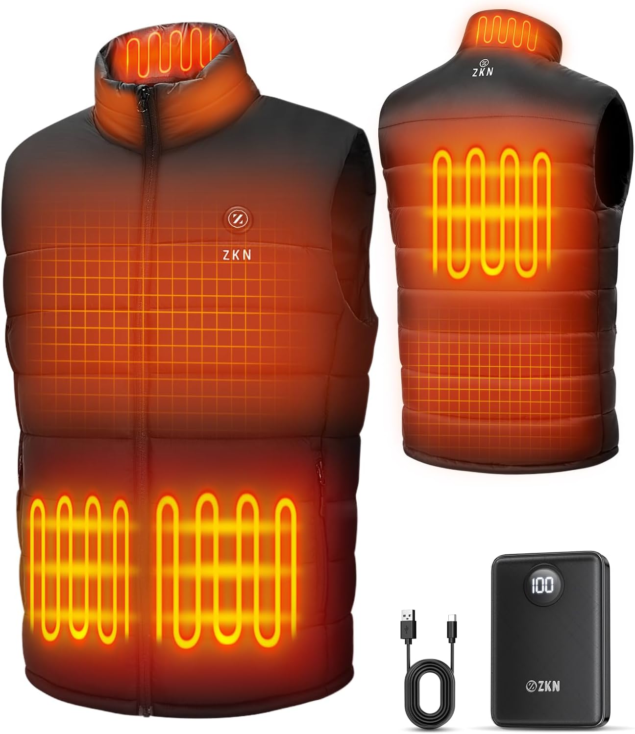 ZKN Men's Heated Vest, Lightweight Heated Vest for Men with Battery Pack Include...