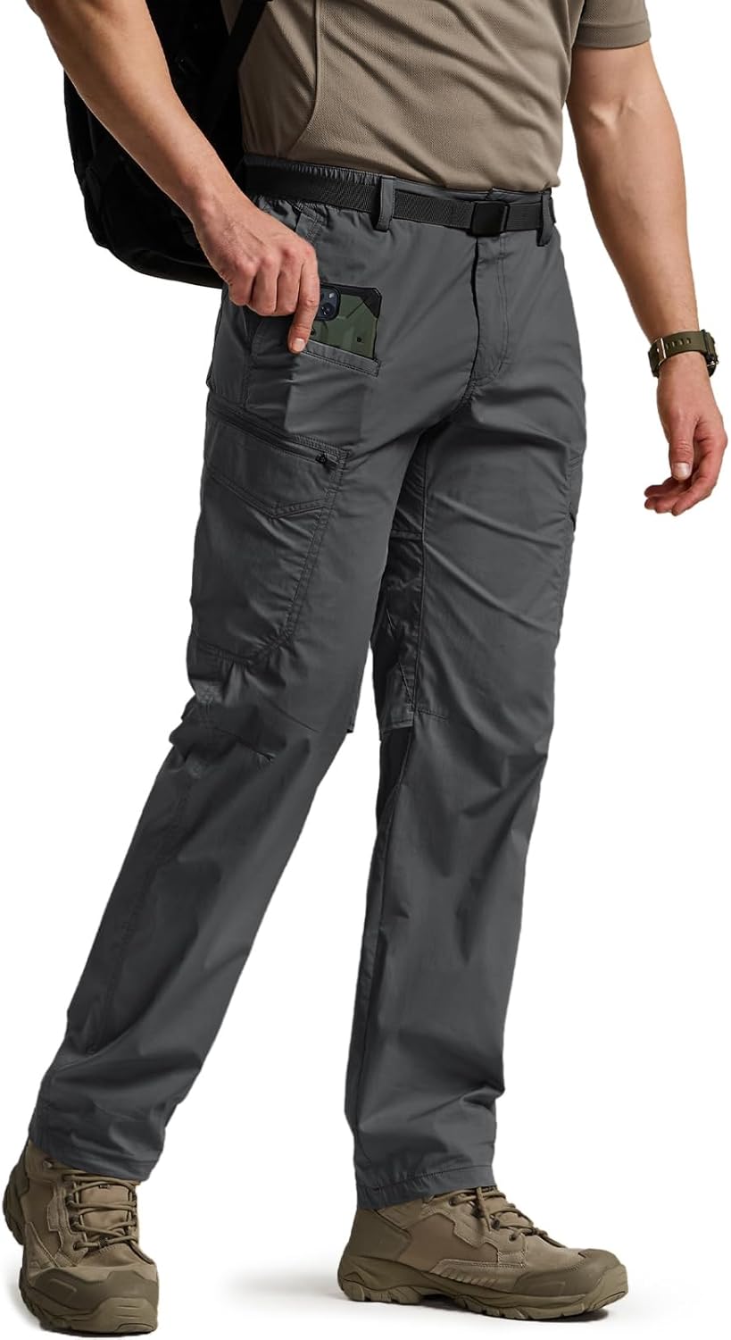 CQR Men's Quick Dry Tactical Pants, Water Resistant Outdoor Pants, Lightweight S...