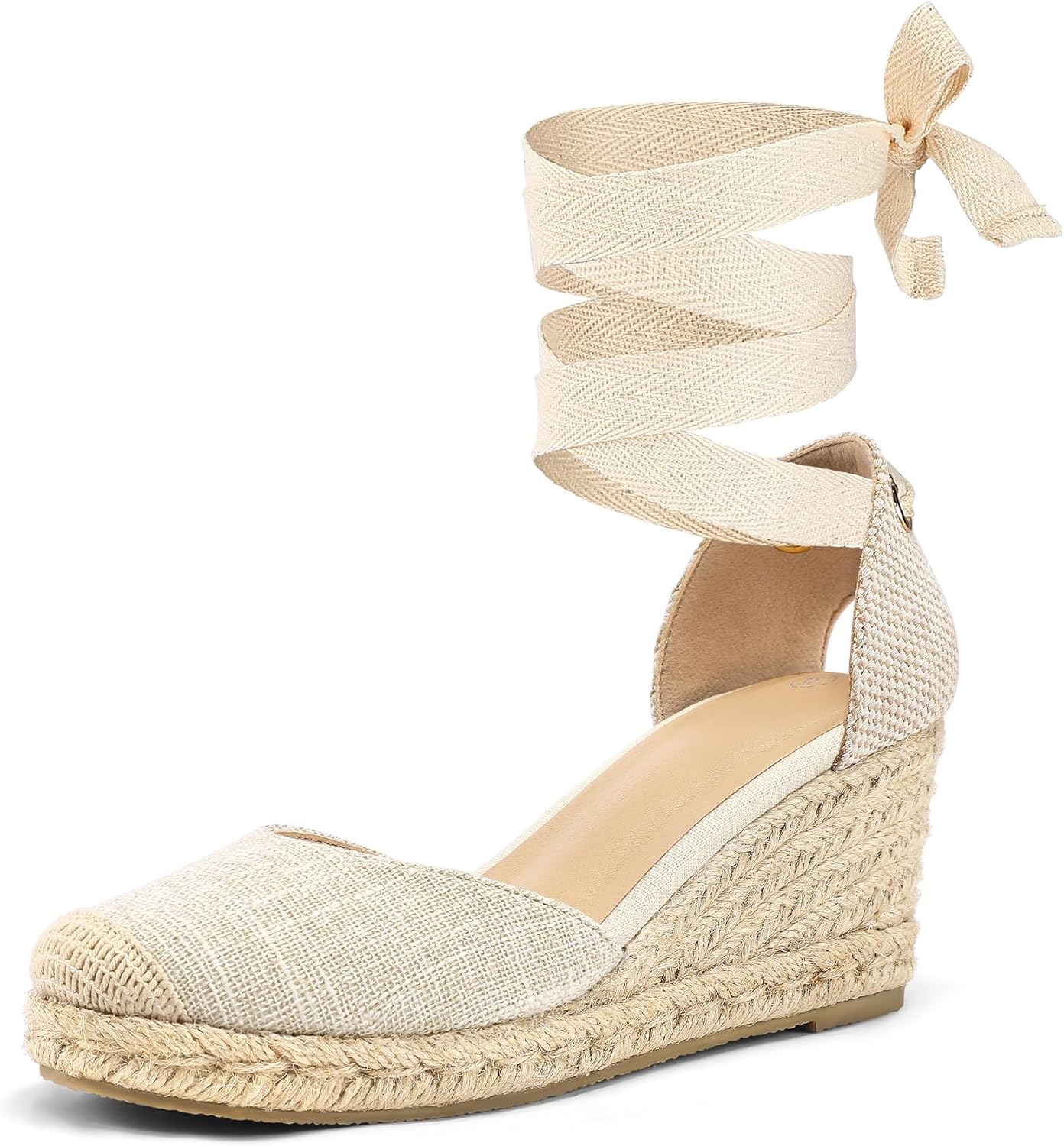 mysoft Women's Espadrille Platform Wedge Sandals Closed Toe Ankle Strap Lace up...