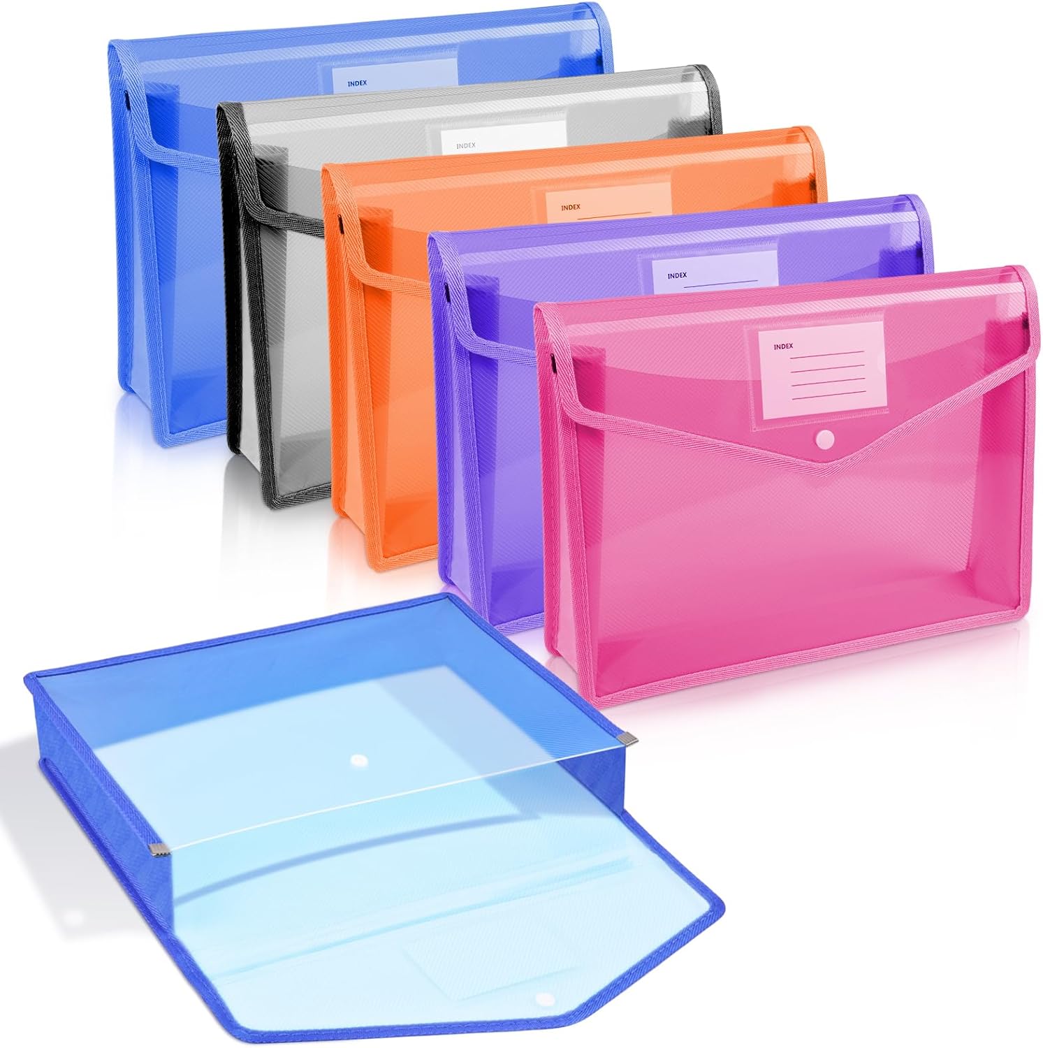 Vicloon A4 Plastic Wallets, 5pcs Popper Wallet Plastic Document, Plastic Folders...