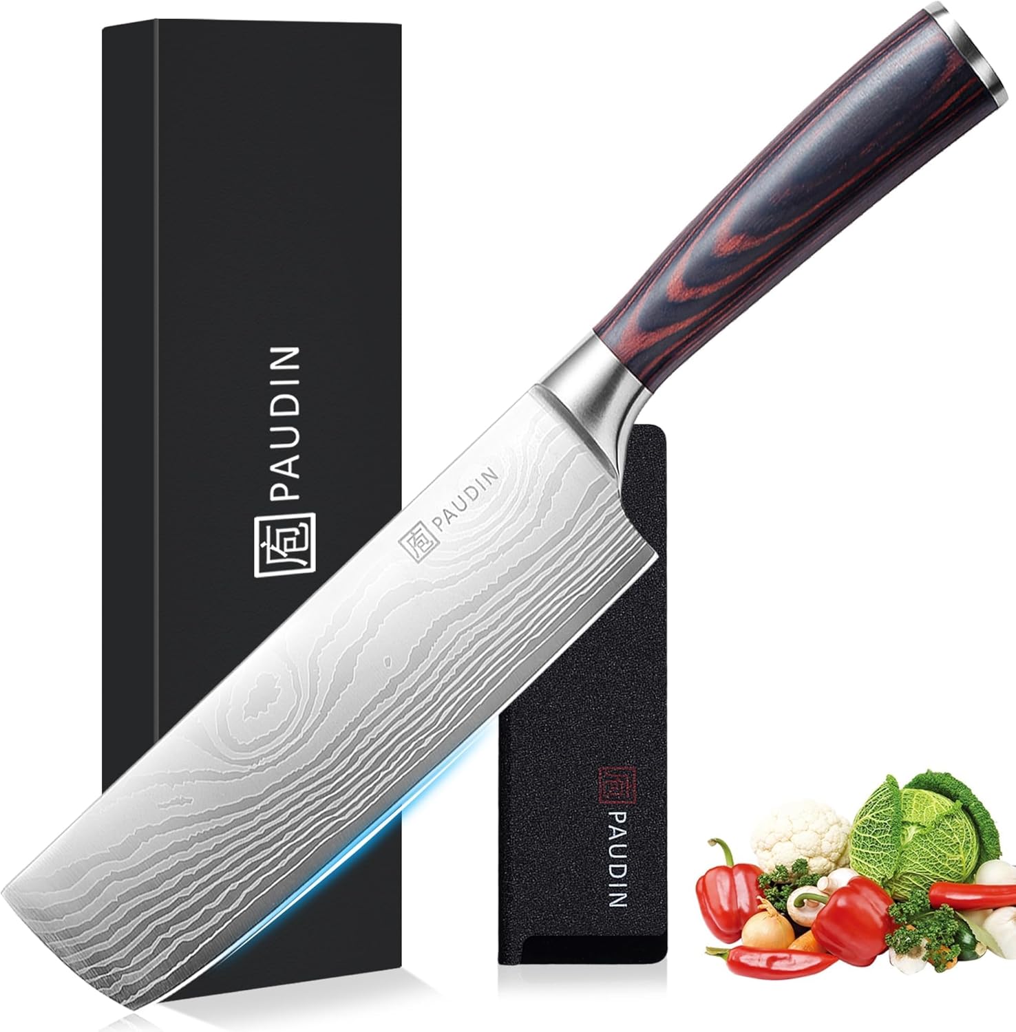 PAUDIN 7" Nakiri Knife, Professional Chef's Knife, Kitchen Knife with High Carbo...