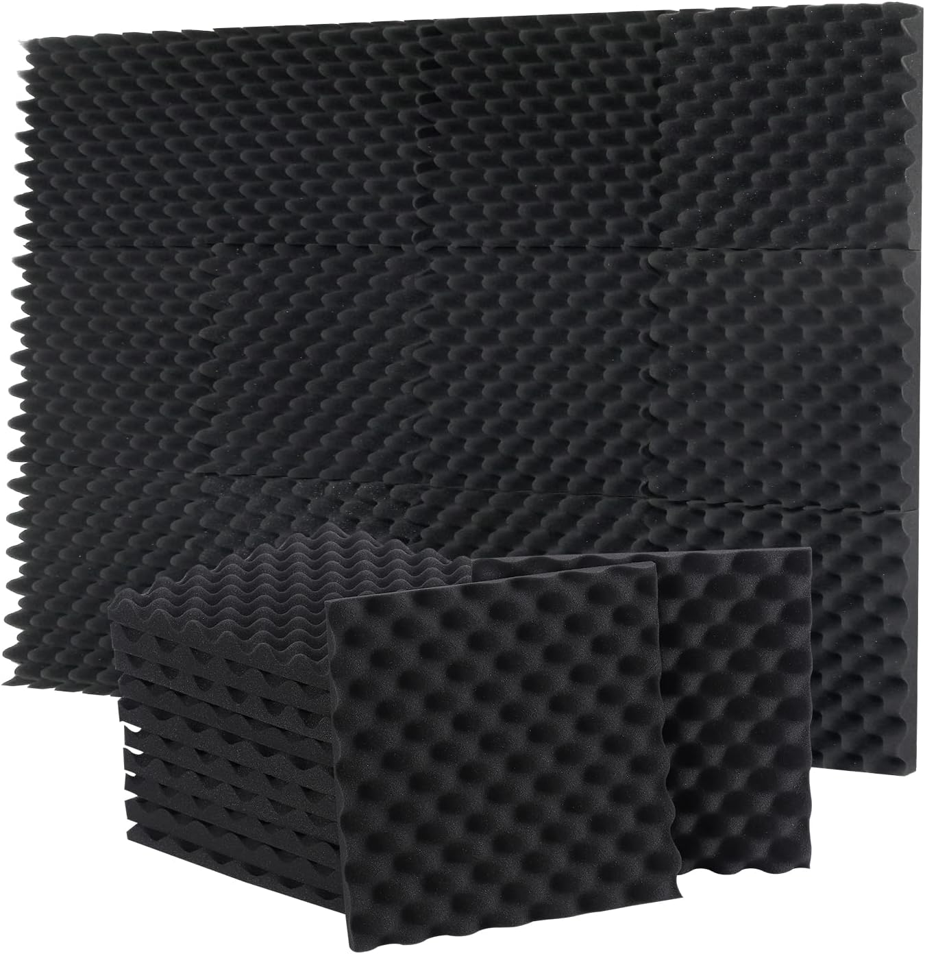 Sound Proofing Panels 24 Pack Egg Crate Acoustic Foam 12 x 12 x 1.18 Inches High...