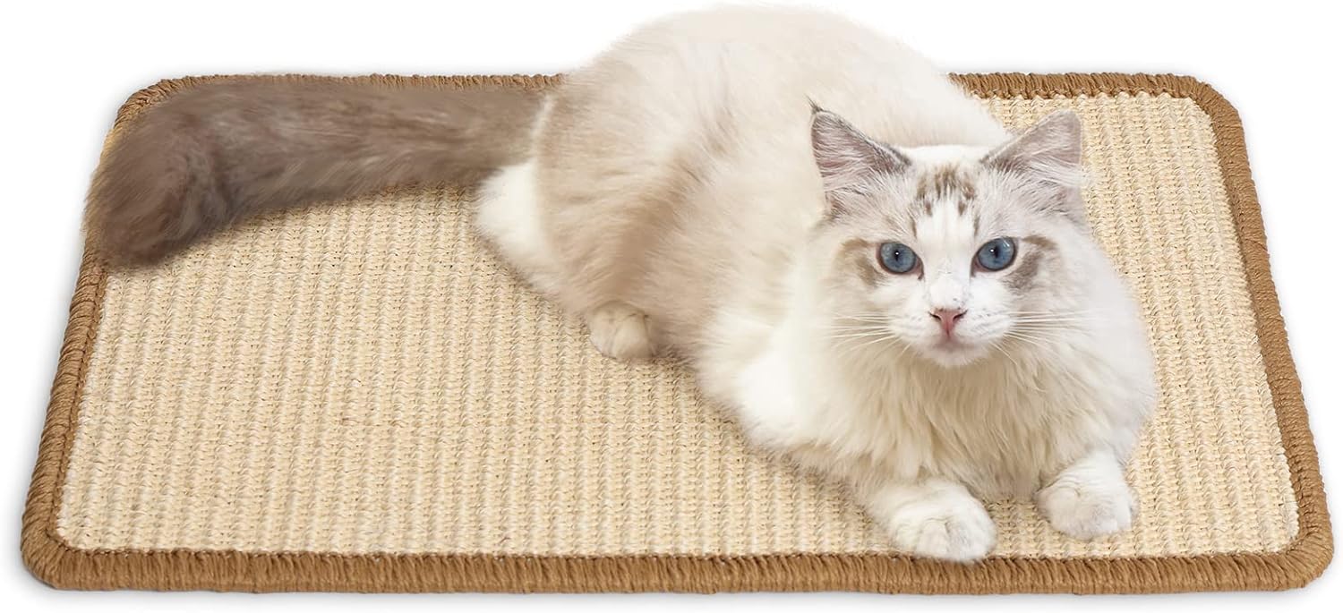 FUKUMARU Cat Scratcher Mat, 30 x 50 cm Natural Sisal Cat Scratch Mats, Horizonta...