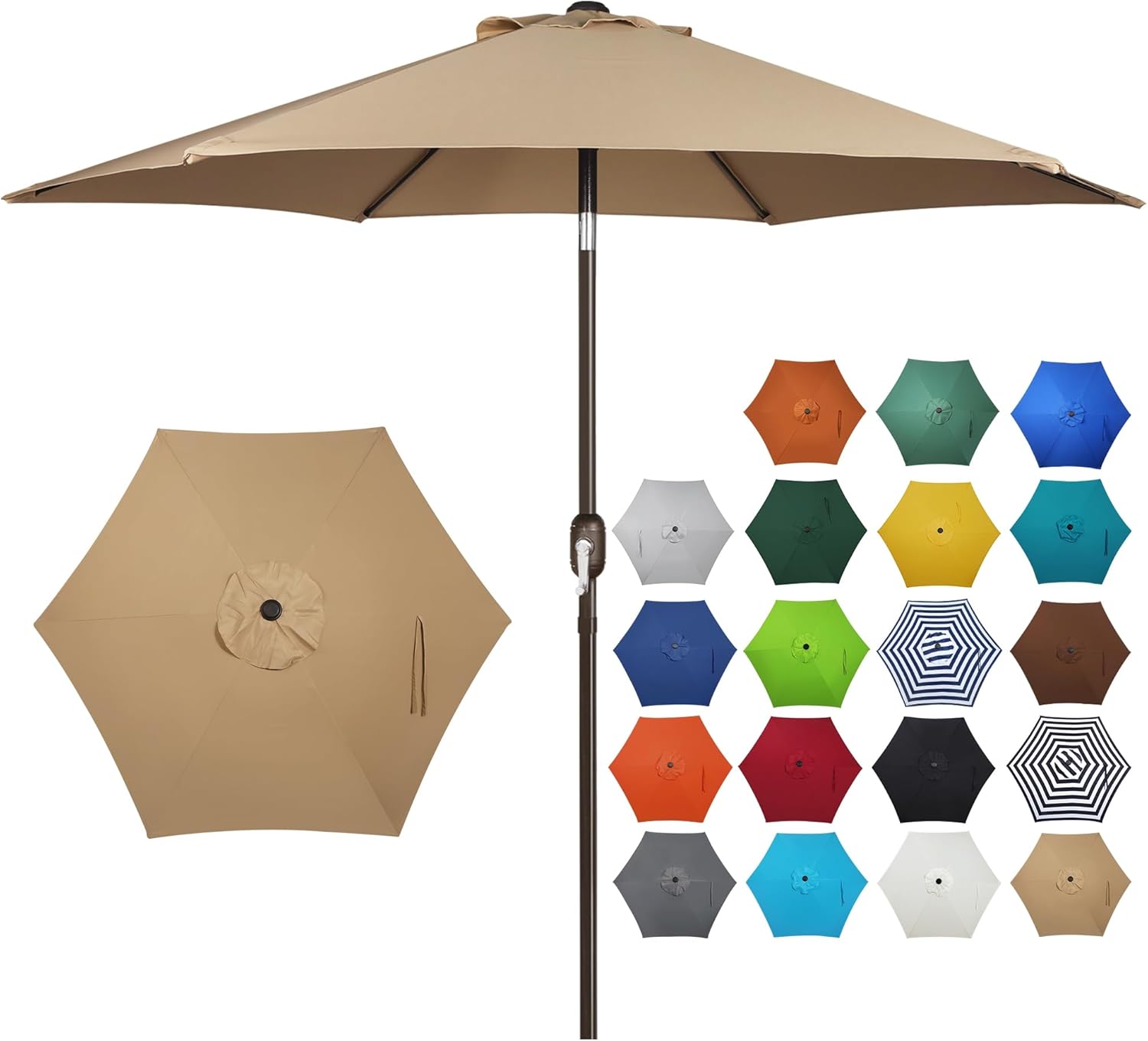 Blissun 7.5 ft Patio Umbrella, Yard Umbrella Push Button Tilt Crank (Tan)