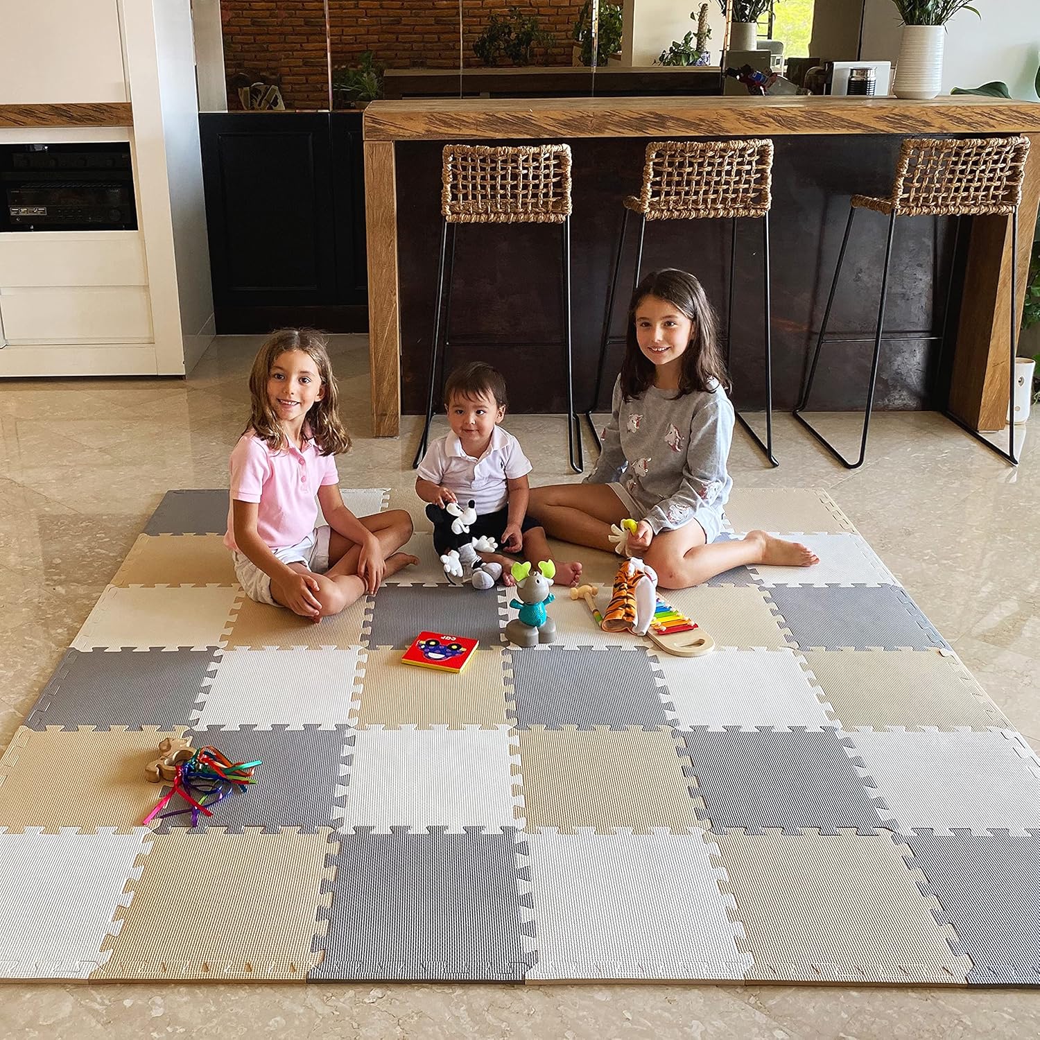 MioTetto Foam Floor Tiles for Kids - Non-Toxic Soft Comfortable Baby Play Mat, T...