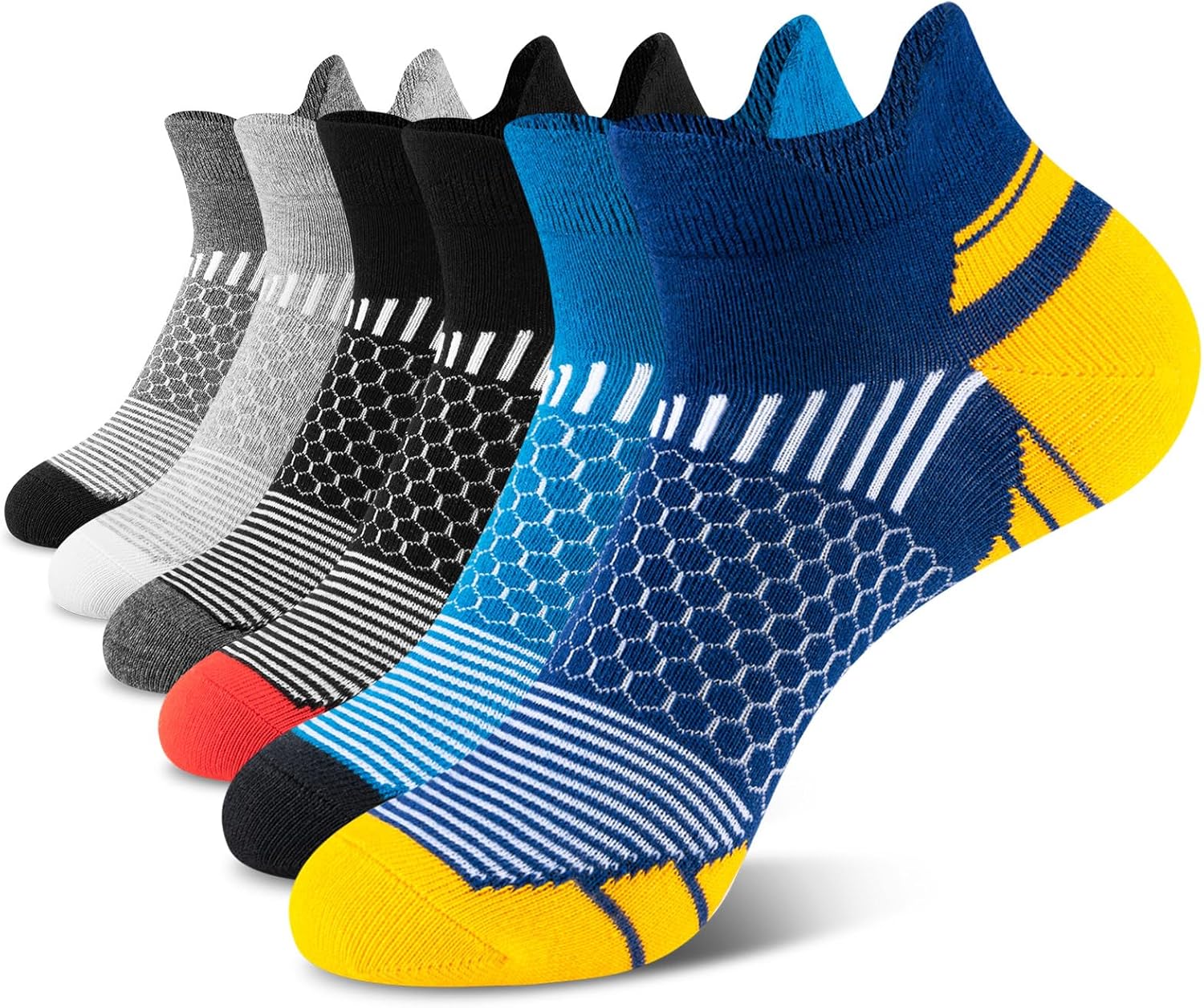 Niofind Mens Trainer Socks, Ankle Cushioned Running Socks, Cotton Low Cut Breath...
