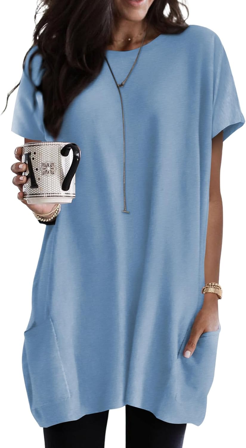 Dokotoo Womens Summer 2025 Casual Short Sleeve Shirts Loose Fit Oversized Tshirt...