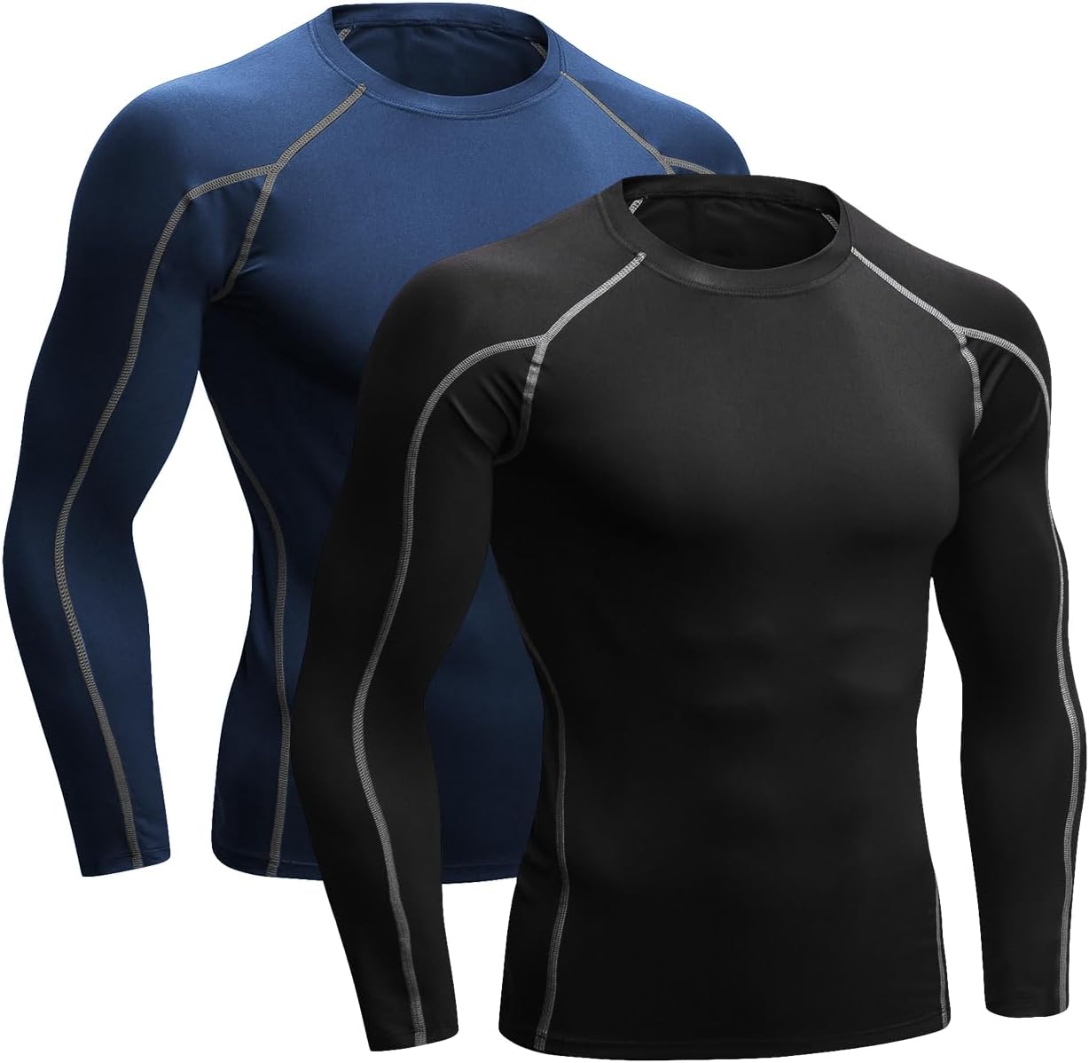 Niksa 2 Pack Long Sleeve Running Tops Mens,Base Layers Compression Top T-Shirts,...