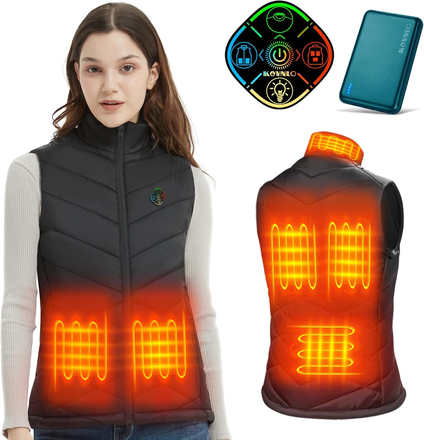 KOVNLO Heated Vest for Women With Battery Pack Included, Smart Controller with L...