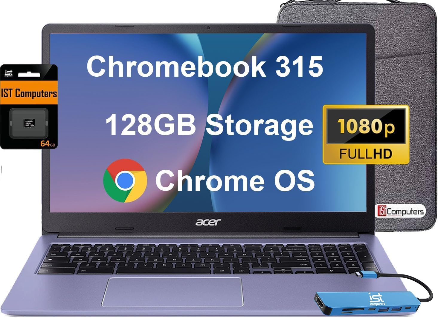acer Chromebook 315 (15.6" FHD, Intel Celeron N4500, 4GB RAM, 128GB Storage (64G...