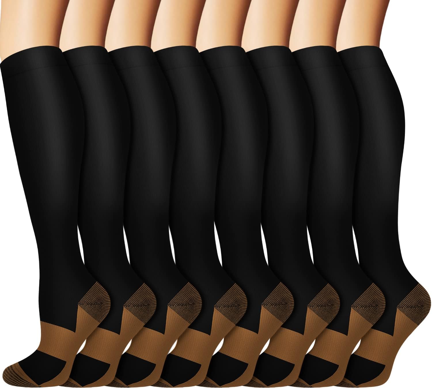 Graduated Copper Compression Socks for Men & Women Circulation 8 Pairs 15-20mmHg...