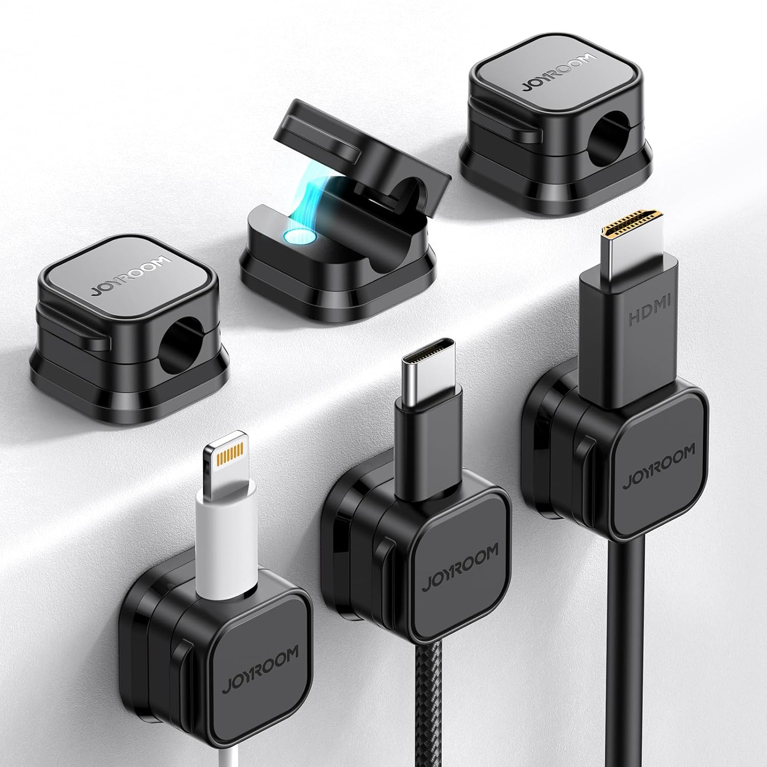 JOYROOM 6 Pack Cable Tidy Clips Adjustable Cord Organiser Magnetic Cable Managem...