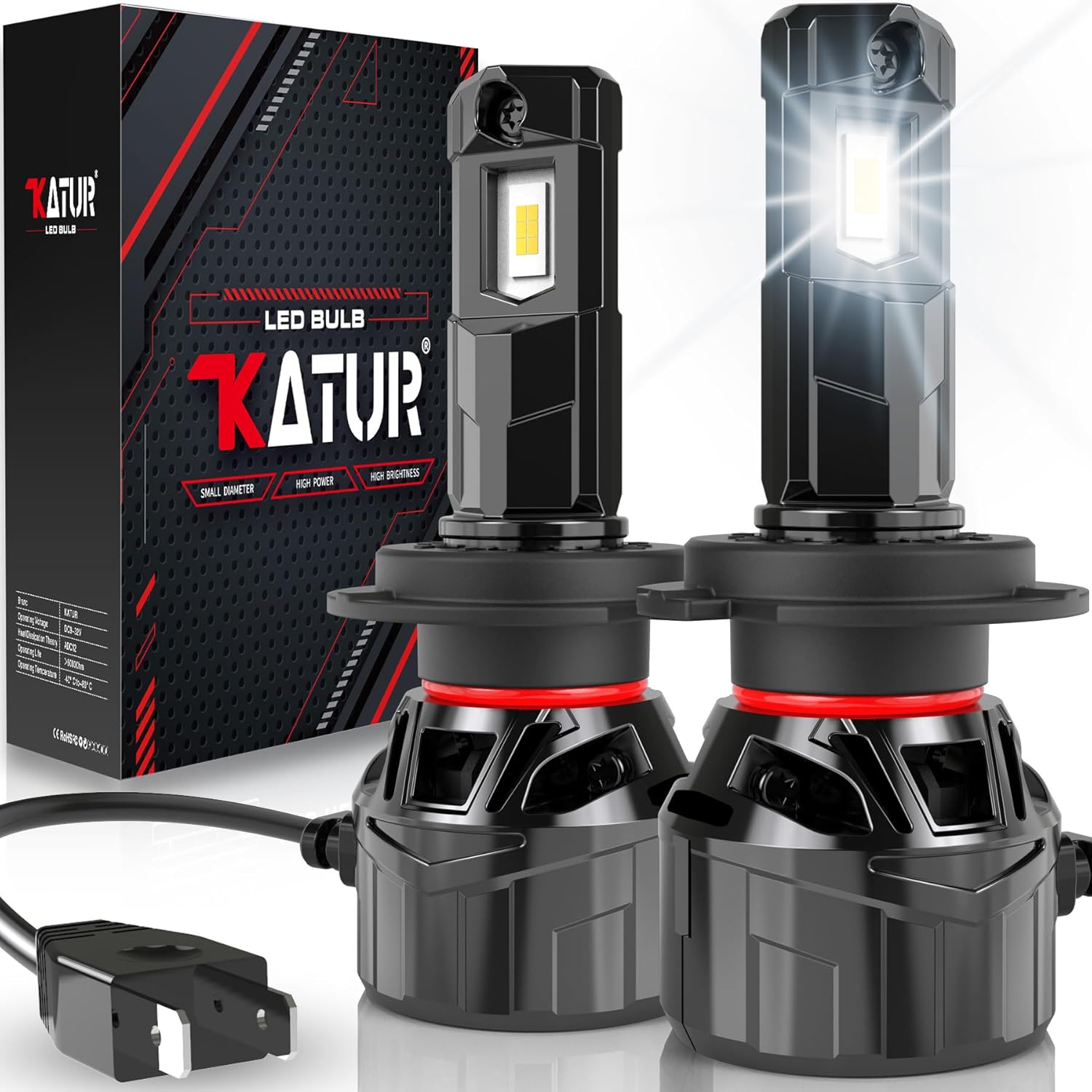 KATUR H7 LED Headlight Bulb 120W 30000LM, 700% Brightness H7 LED Bulb 6000K Xeno...