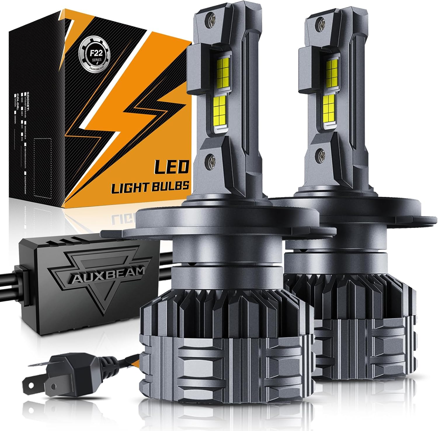 Auxbeam H4 9003 Fog Light, F22 Series 24000LM H4 Powersport Light for Off-Road U...
