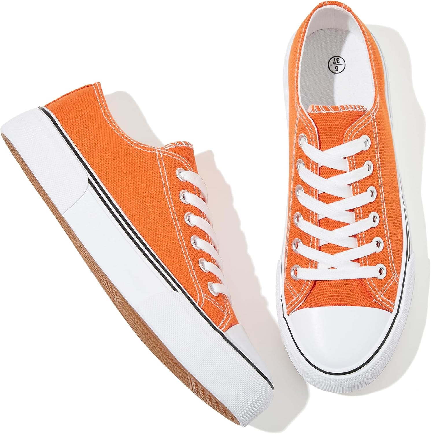 Adokoo Canvas Tennis Shoes for Women Low Top Casual White Black Sneakers for Wom...