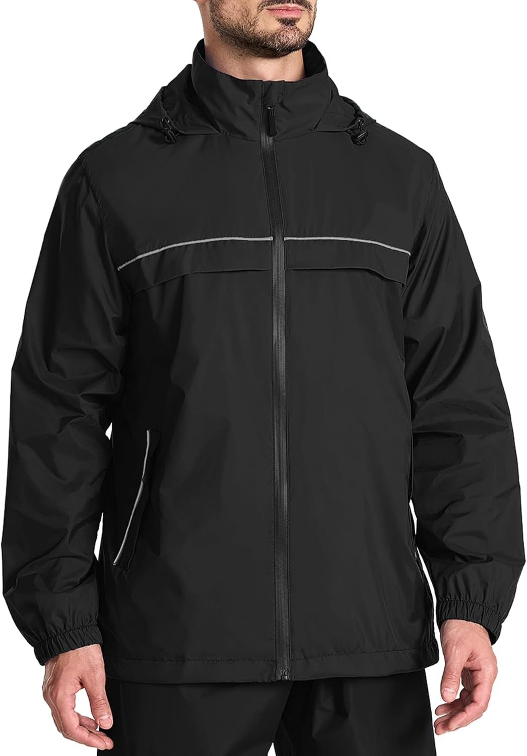 ZITY Men's Rain Jacket Waterproof with Hood Lightweight Windbreaker Jacket for M...