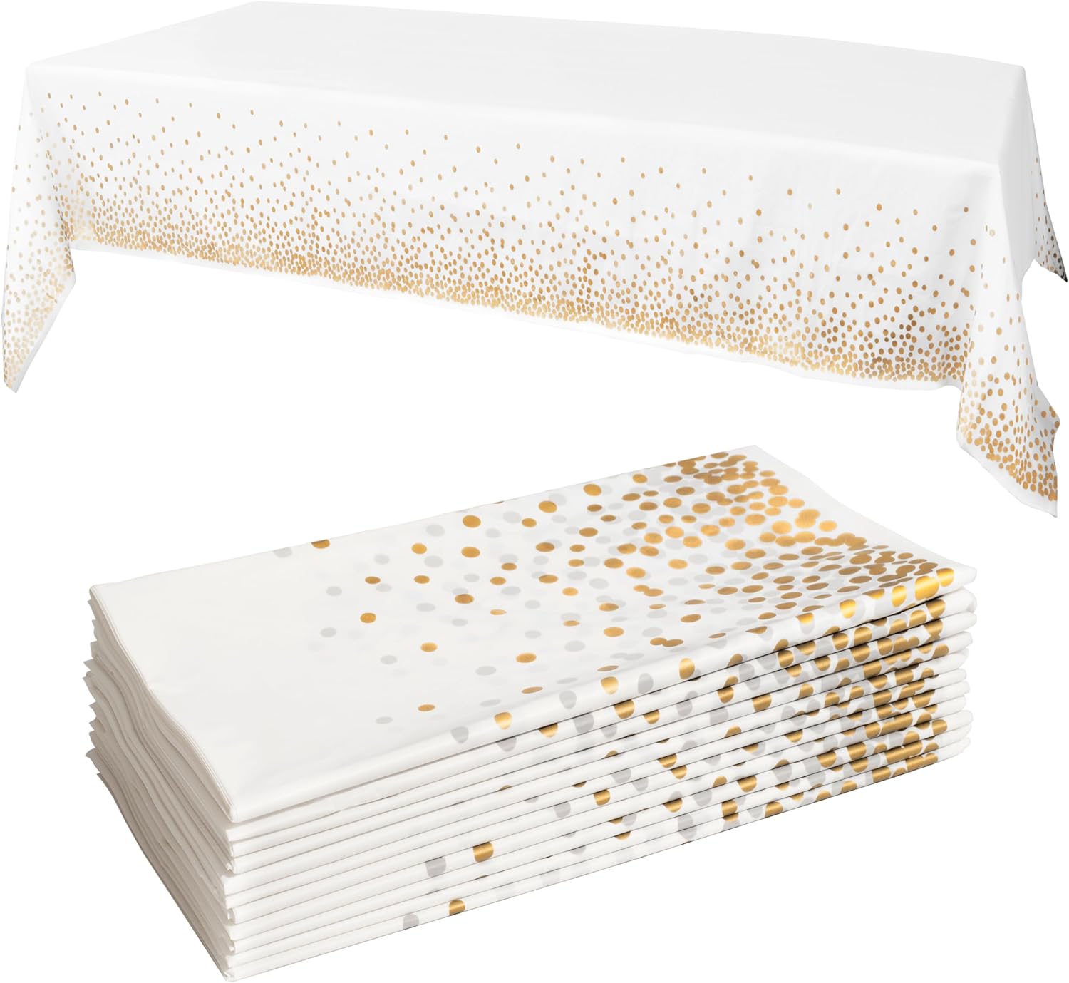 Prestee White and Gold Tablecloths, 4pk, 54x108 Inches - Party Table Cloths Disp...