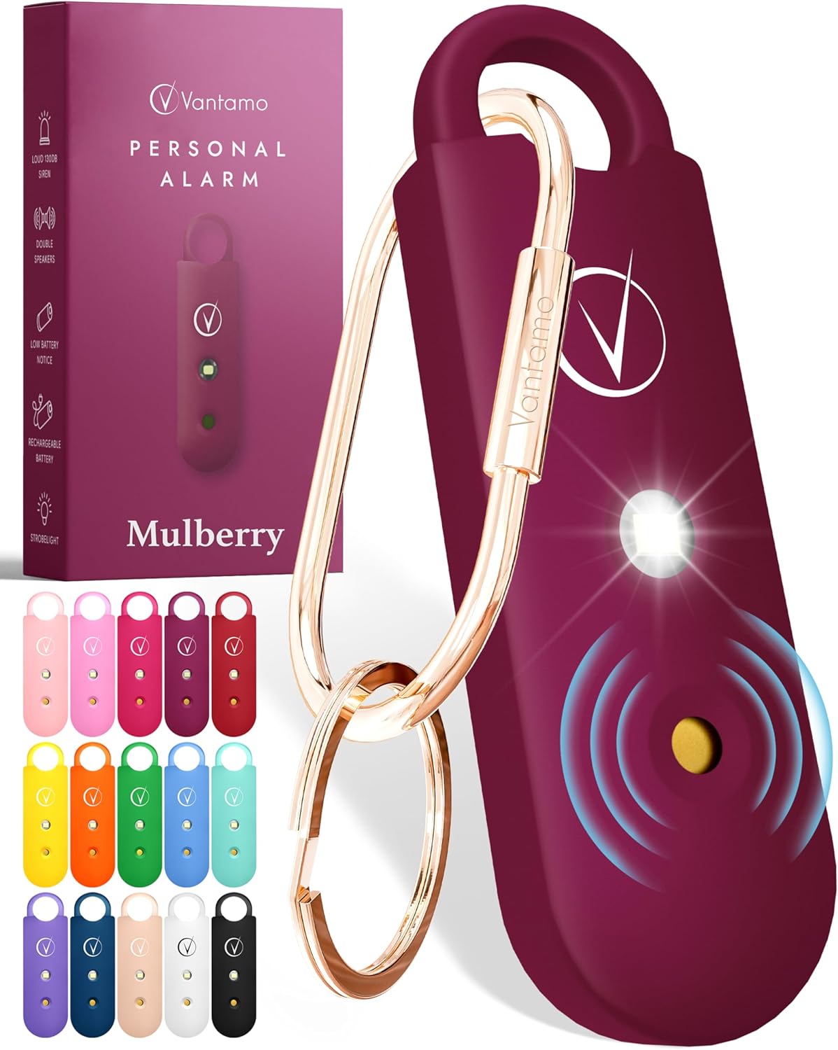 Vantamo Personal Alarm for Women - Extra Loud Double Speakers, First with Low Ba...