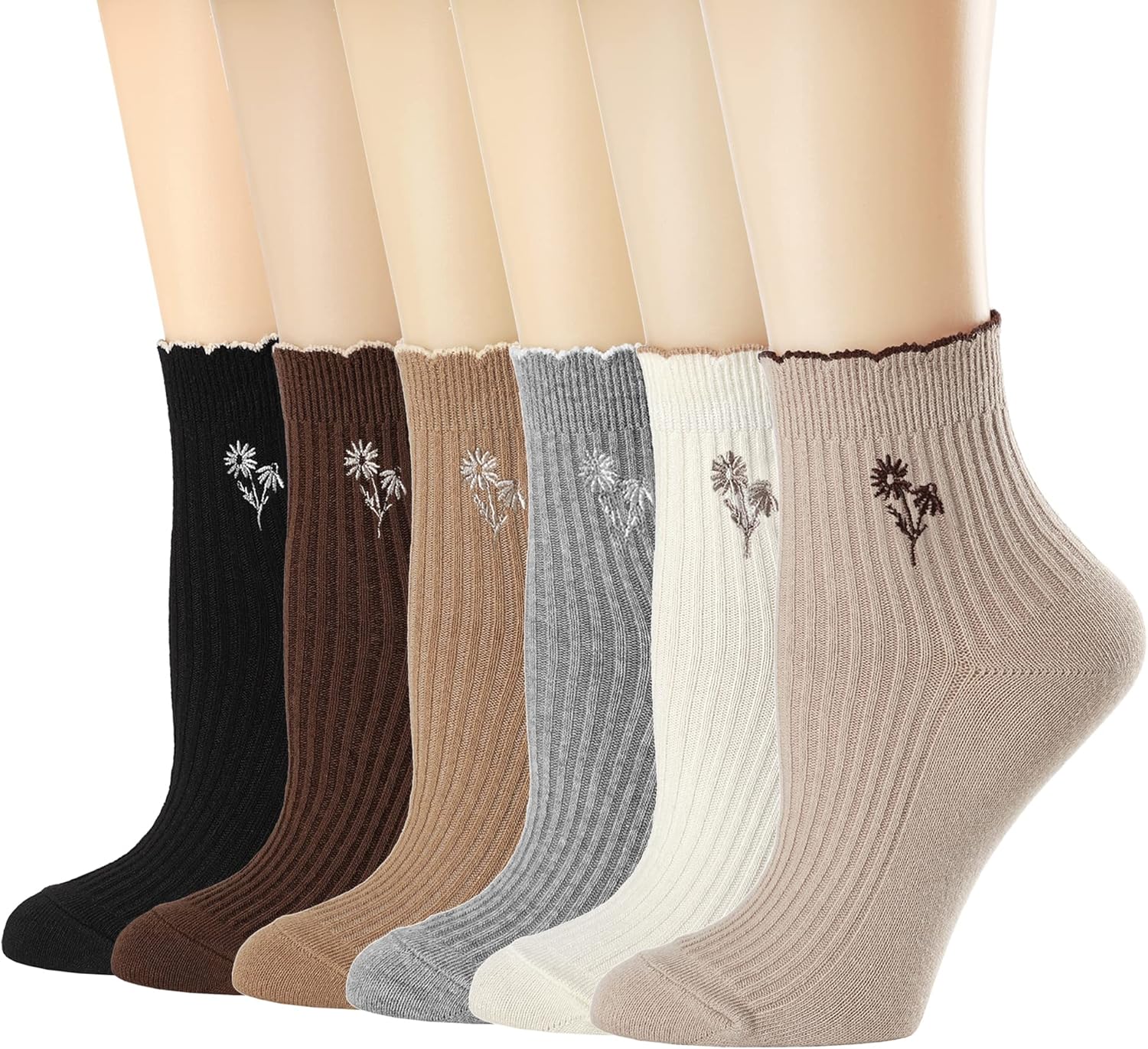 Mcool Mary Womens Socks,Casual Ruffle Ankle Socks Breathable Cool Knit Cotton Cu...