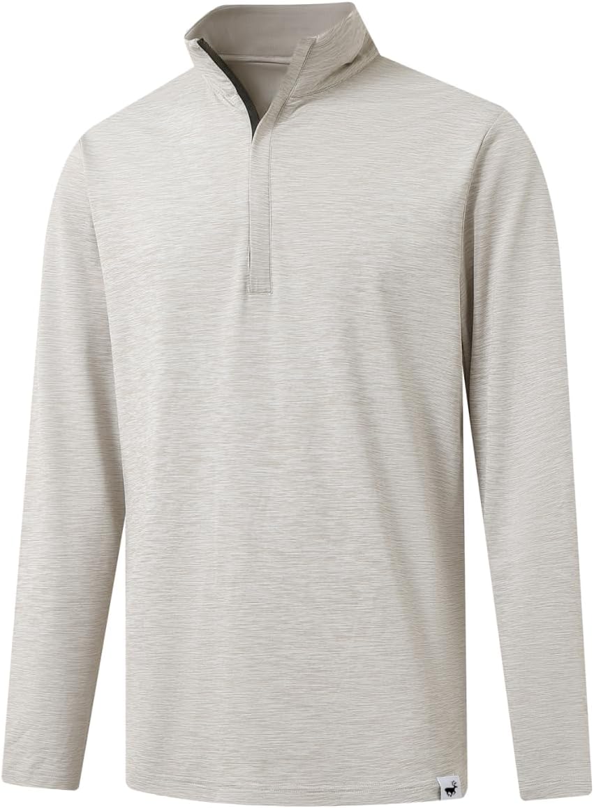 Rouen Quarter Zip Pullover Men Performance Dry Fit Mock Neck Brushed Casual Spor...