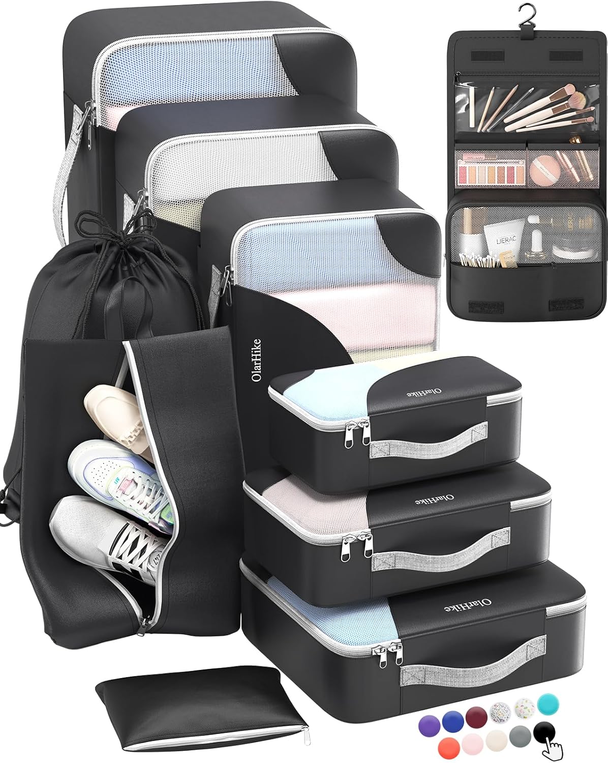 ALL INCLUDED 10 Set Durable Packing Cubes for Suitcases,OlarHike Essentials for...