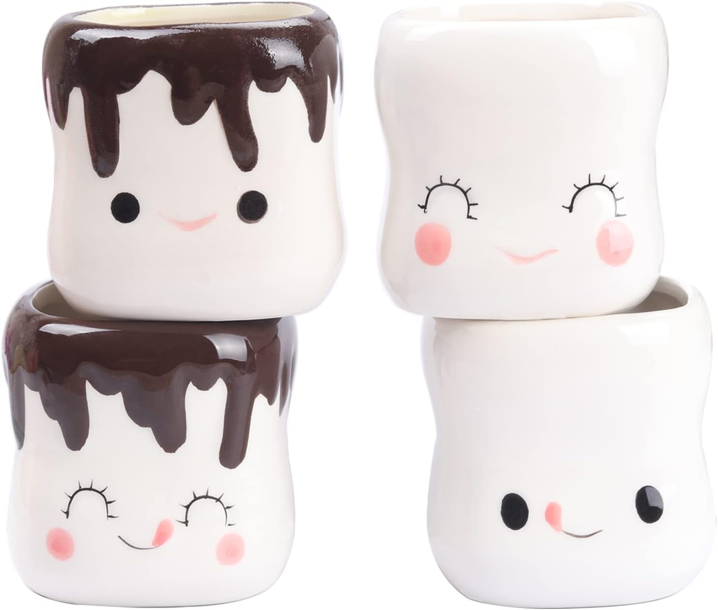 Marshmallow Mugs Set of 4 - Cute Cups for Hot Cocoa, Christmas and Mother's Day...