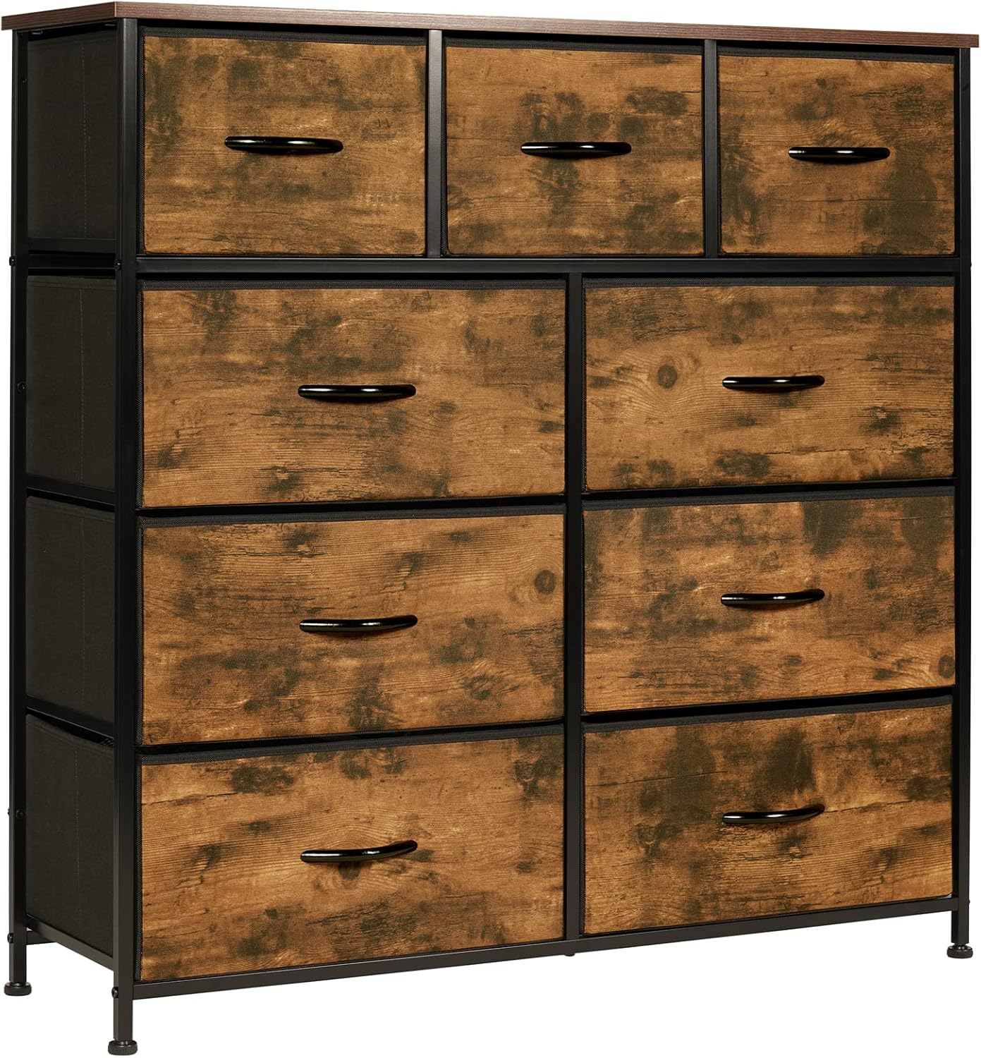 LYNCOHOME Chest of Drawers, Bedroom Drawers, Fabric Dresser with Wood Top and La...