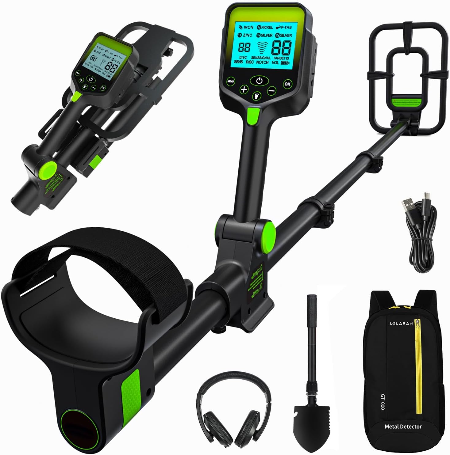 Rechargeable Metal Detector Kit for Adults - Foldable, Waterproof Search Coil, A...