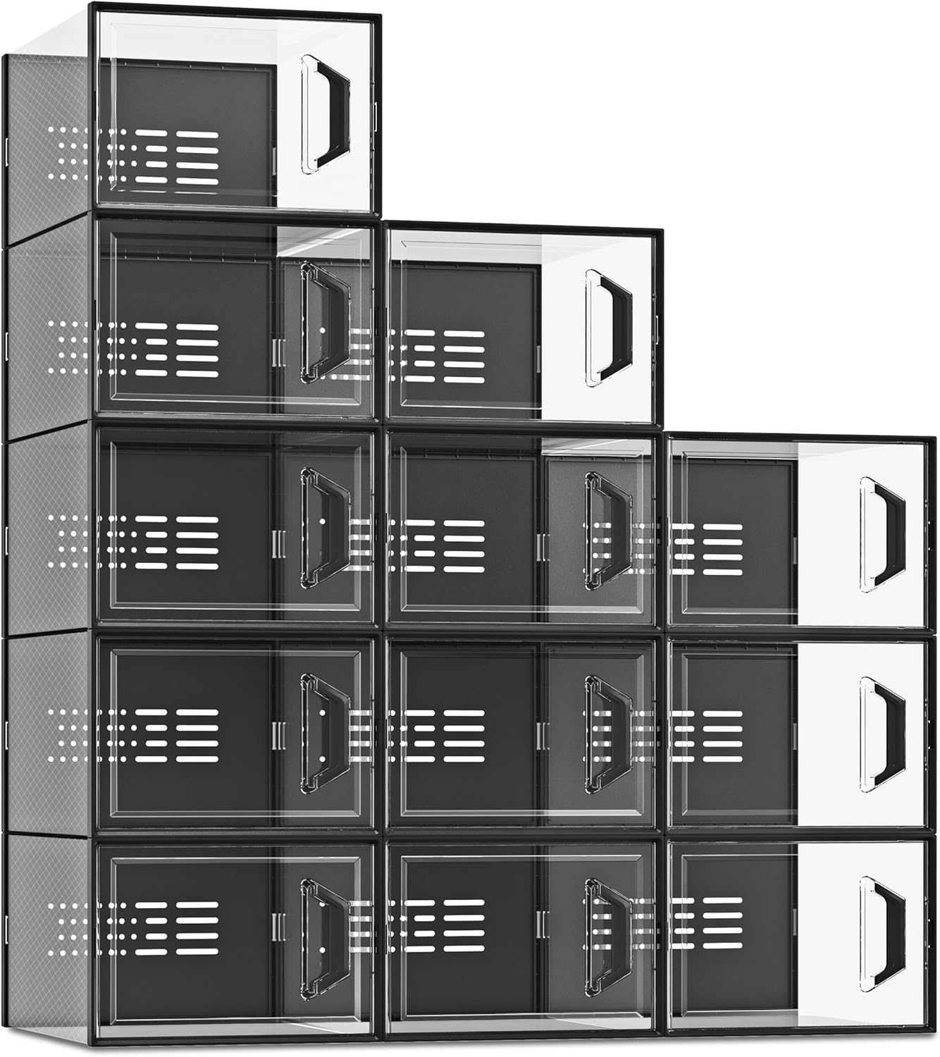 SEE SPRING X-Large Shoe Storage Box Fit Size 11, Clear Plastic Stackable Shoe Or...
