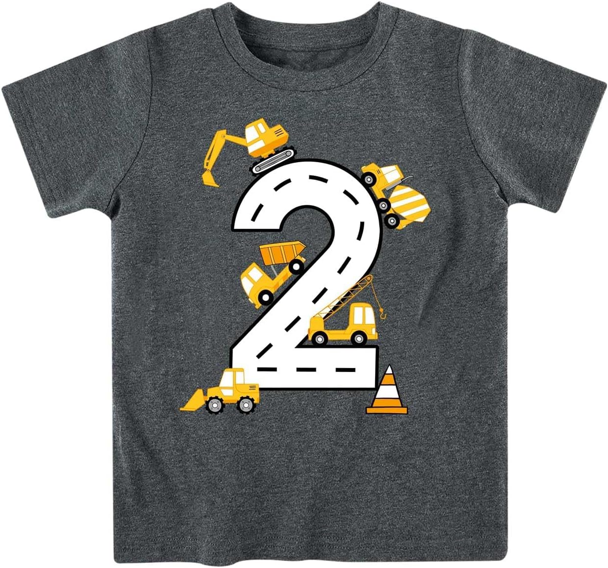 Lovekider 2-5 Years Birthday Boy Shirt Construction Party T-Shirts Excavator Cot...