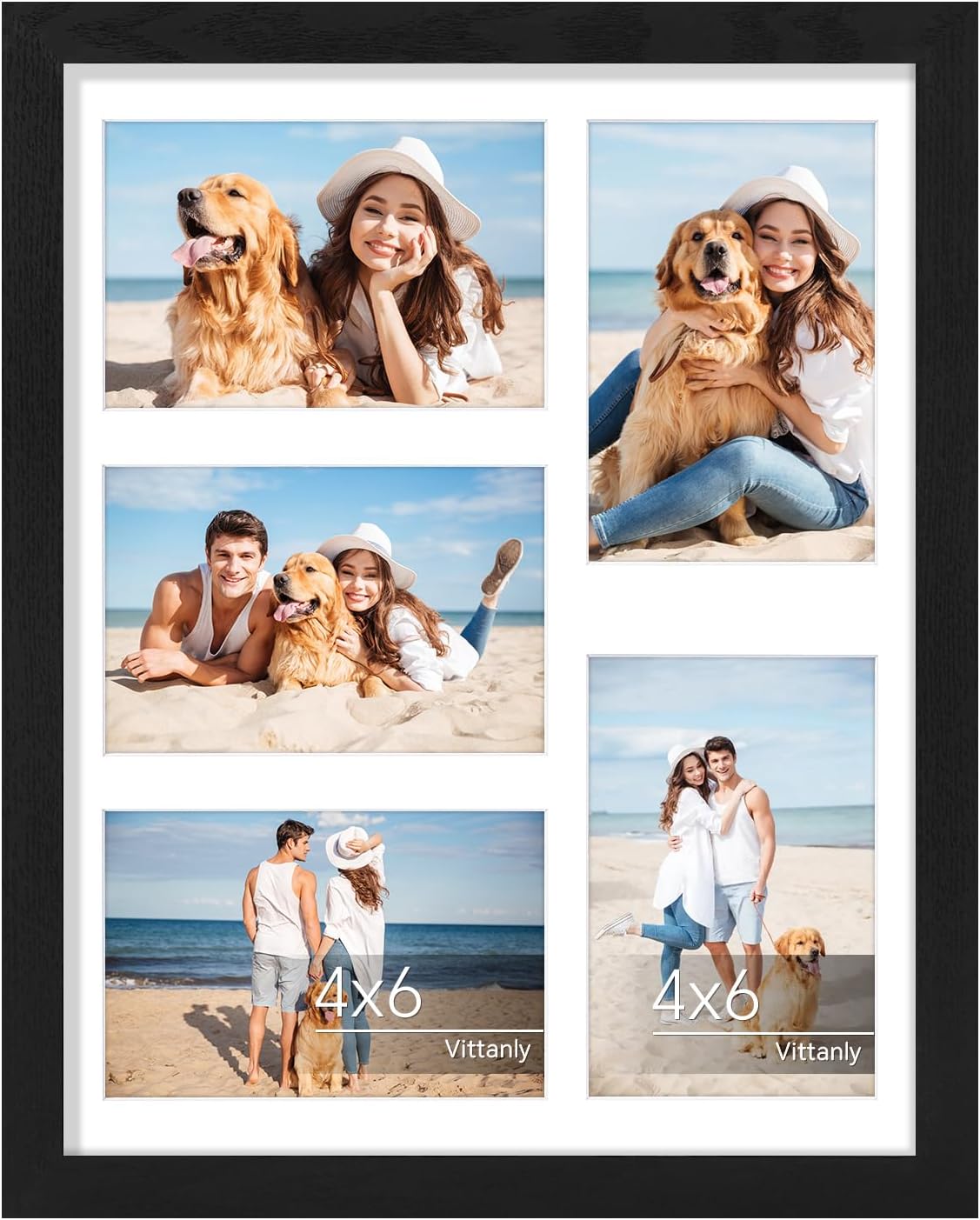 Vittanly 11x14 Collage Picture Frame, Displays 5Pcs 4x6 Pictures with Mat or 1Pc...