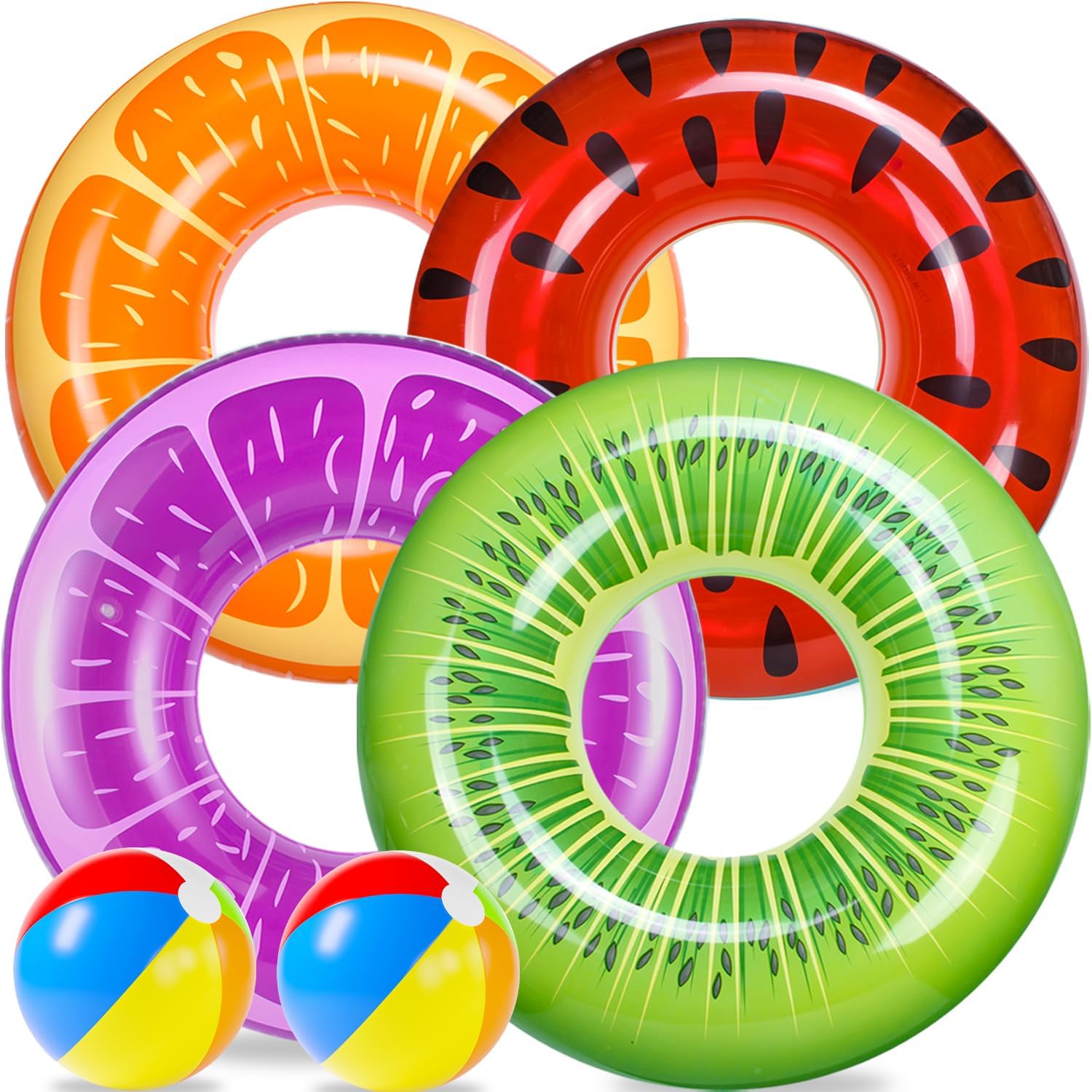FindUWill 6 Pack Pool Floats Kids, Pool Swim Tubes Rings(4 Pack) - 4Pcs Inflatab...