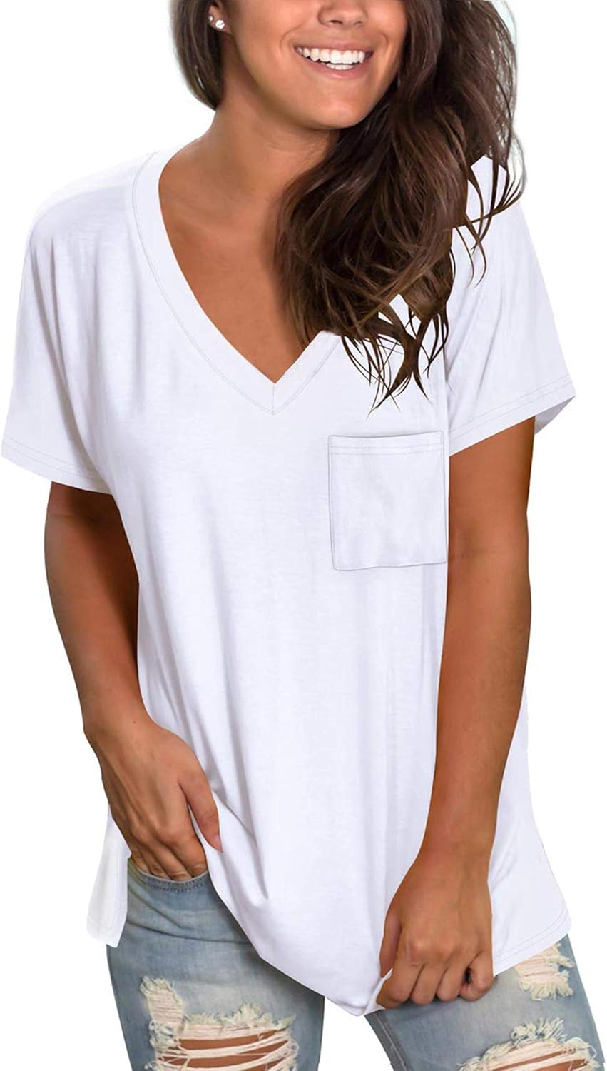MOLERANI Womens T Shirts Short Sleeve V Neck Loose Summer Tees Basic Tunic Tops...