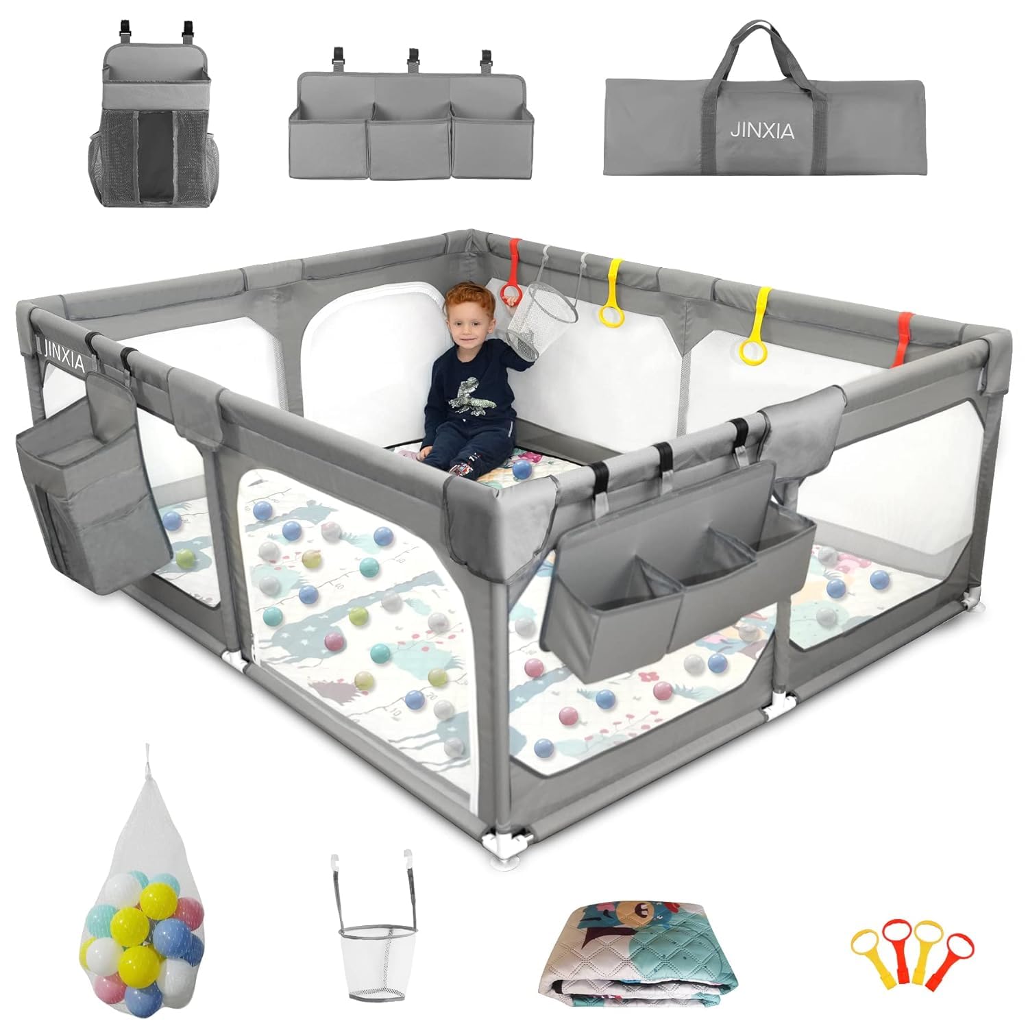 Baby Playpen with Mat 50"*50", Extra Large Playpen for Babies and Toddlers with...