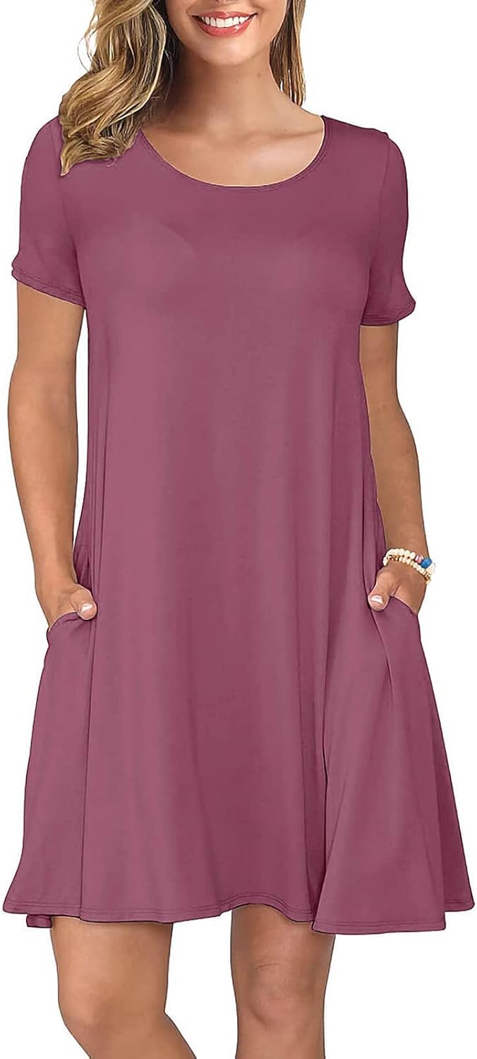 KORSIS Summer Dresses for Women Casual T Shirt Dresses Swing Flowy Beach Vacatio...