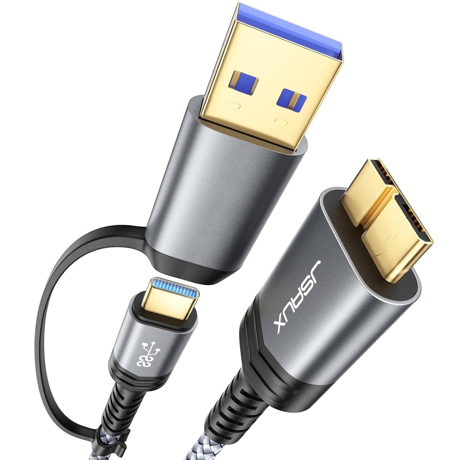 JSAUX Hard Drive Cable 1.6FT, 20Gbps Micro B to USB C/A Cord External Hard Drive...
