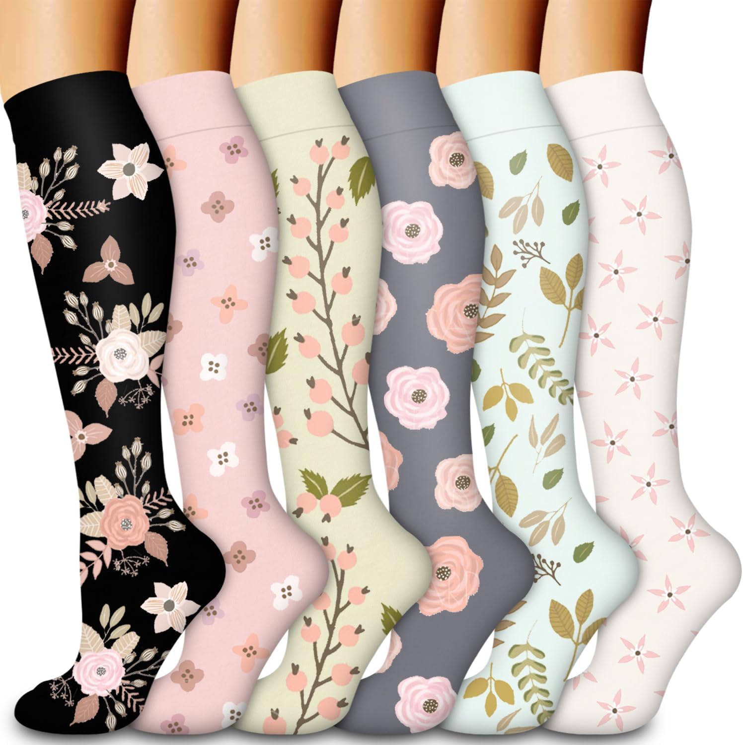 Laite Hebe Compression Socks for Women & Men Circulation(6 pairs)-Graduated Supp...