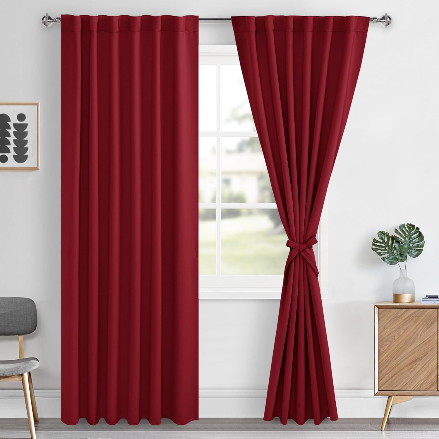Hiasan Christmas Blackout Curtains 84 inches Long 2 Panels, Thermal Insulated Wi...