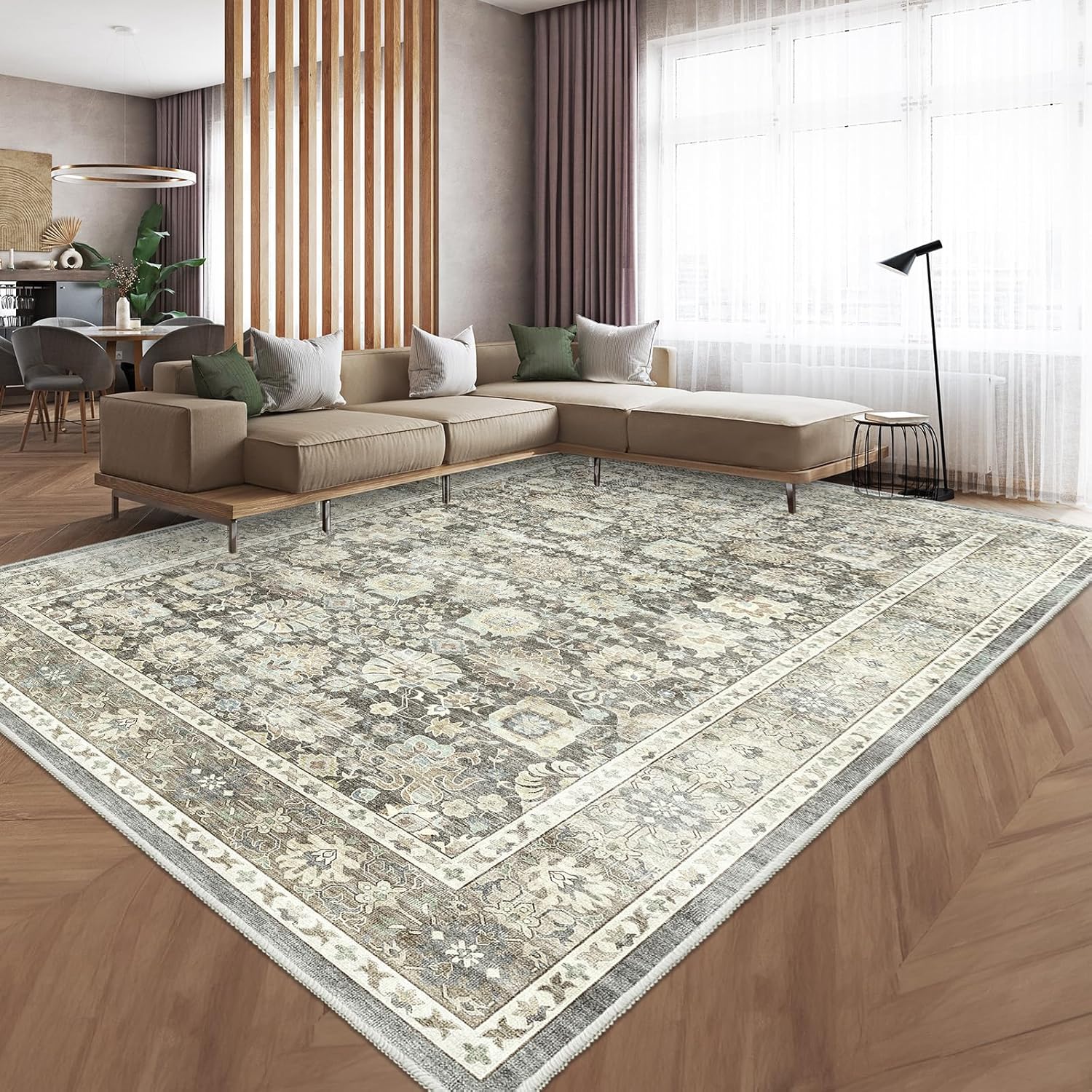 HOMFINE Vintage Area Rug for Living Room - Machine Washable Rug Soft Short Pile...