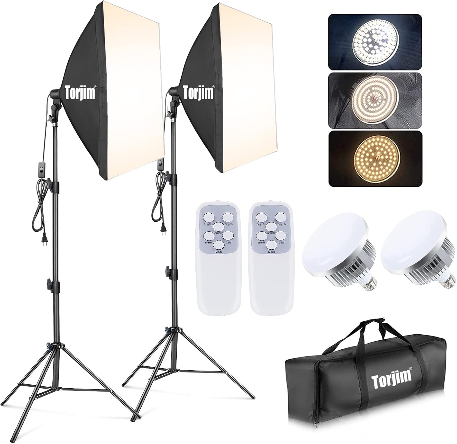 Torjim Softbox Photography Lighting Kit, 2Pcs 27" x 27" Professional Soft Box |...