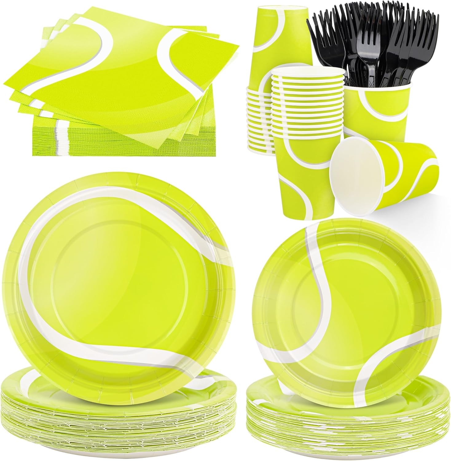 durony 144 Pieces Tennis Paper Plates and Napkins Dinnerware Set Tennis Birthday...