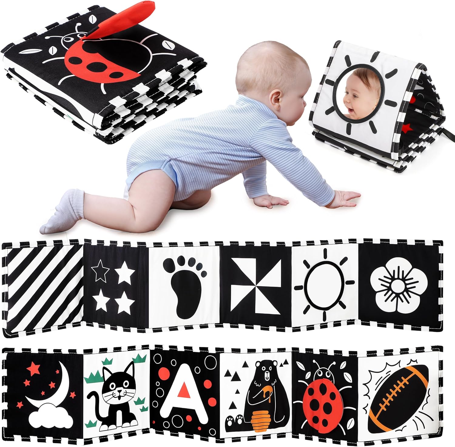 URMYWO Black and White Baby Toys, Tummy Time High Contrast Newborn Toys 0-3 Mont...