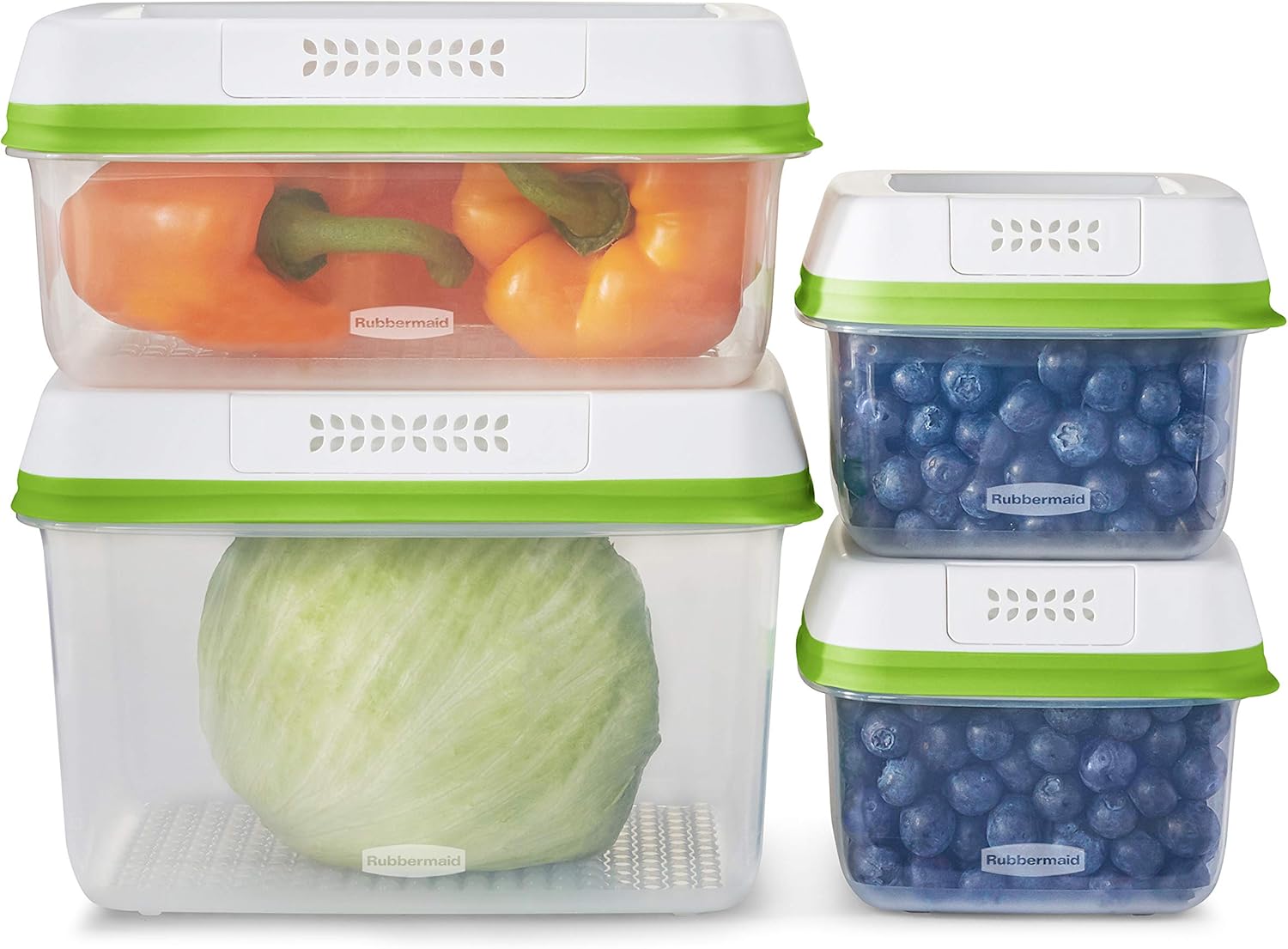 Rubbermaid FreshWorks Produce Saver, Medium and Large Storage Containers, 8-Piec...