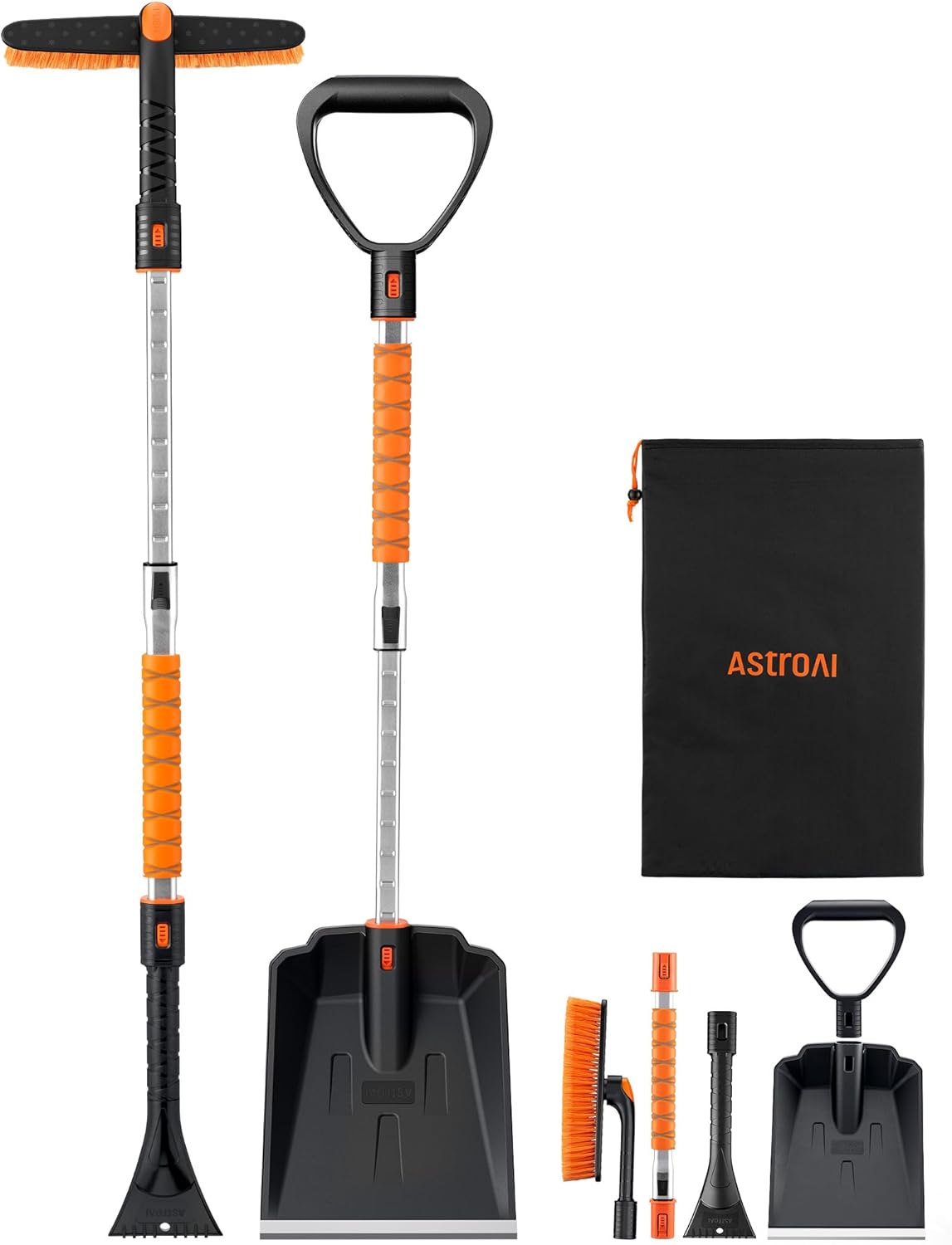 AstroAI 2" 1 Ice Scraper & Snow Shovel Kit, 47.2" Ice Scrapers for Car Windshiel...