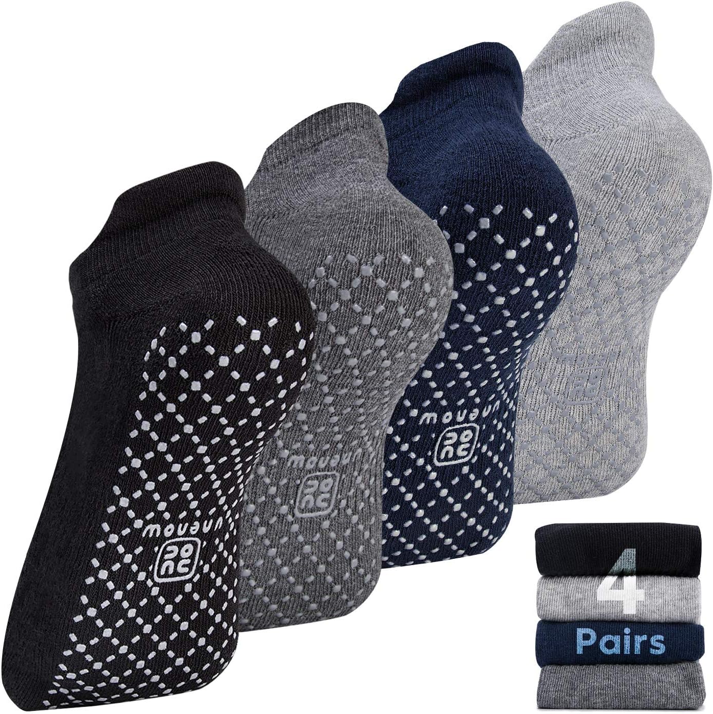 unenow Unisex Non Slip Grip Socks with Cushion for Yoga Pilates Barre Home & Hos...