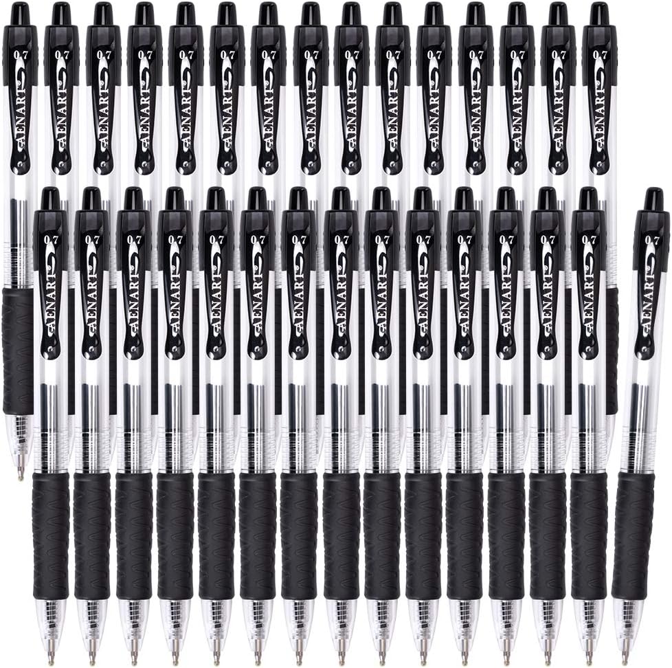 Gel Pens, 30 Pack Black Gel Pen Fine Point, Retractable Gel Ink Rollerball Pens...