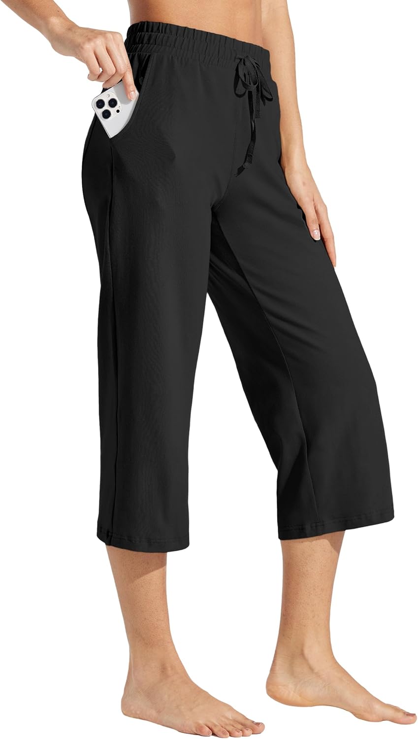 Willit Women's Capris Pants Cotton Yoga Capri Casual Lounge Pants Wide Leg Worko...