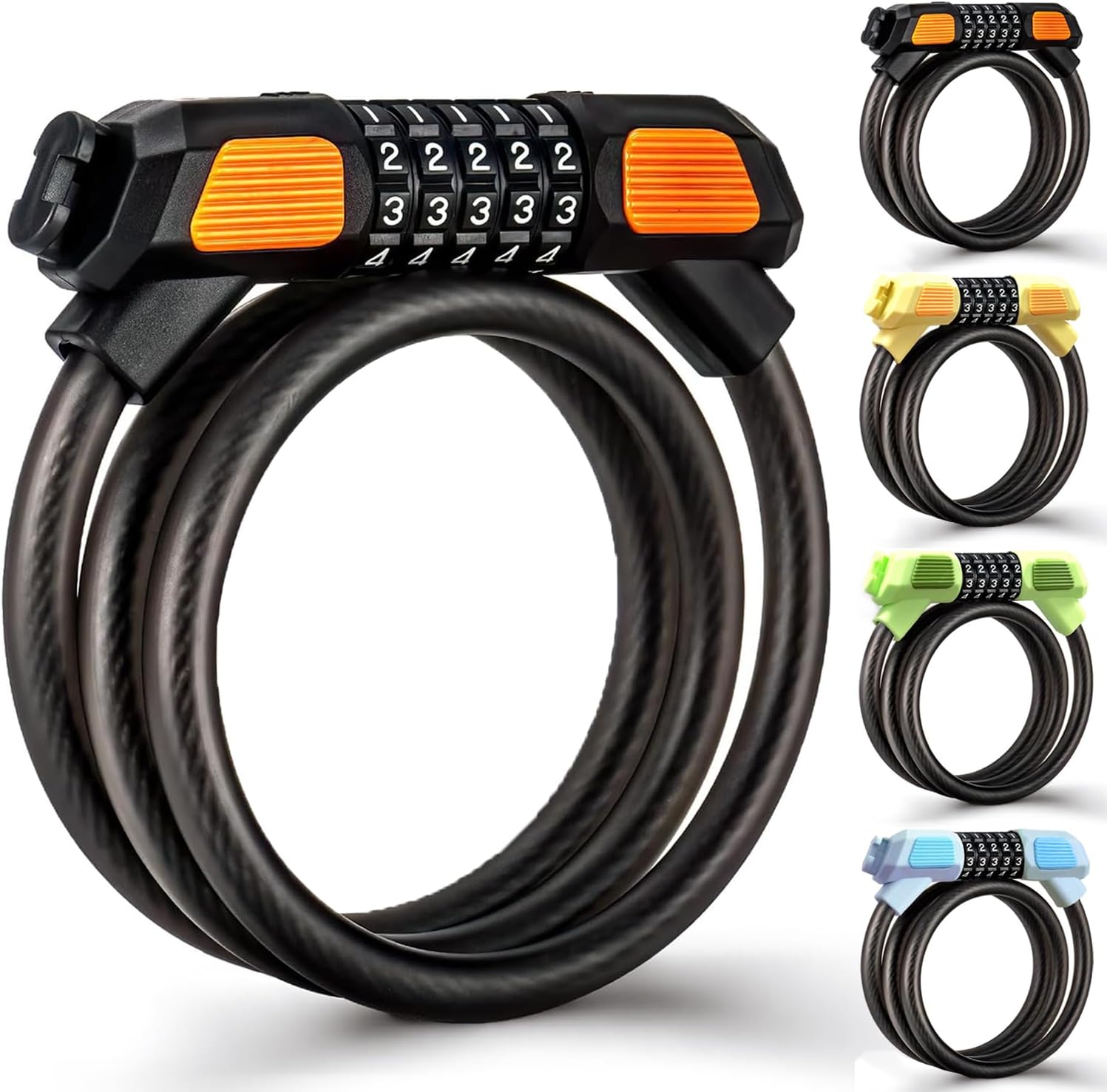 Fenxyo Bike Locks Heavy Duty, Lightweight Bicycle Cable Lock with Code 120cm, Hi...