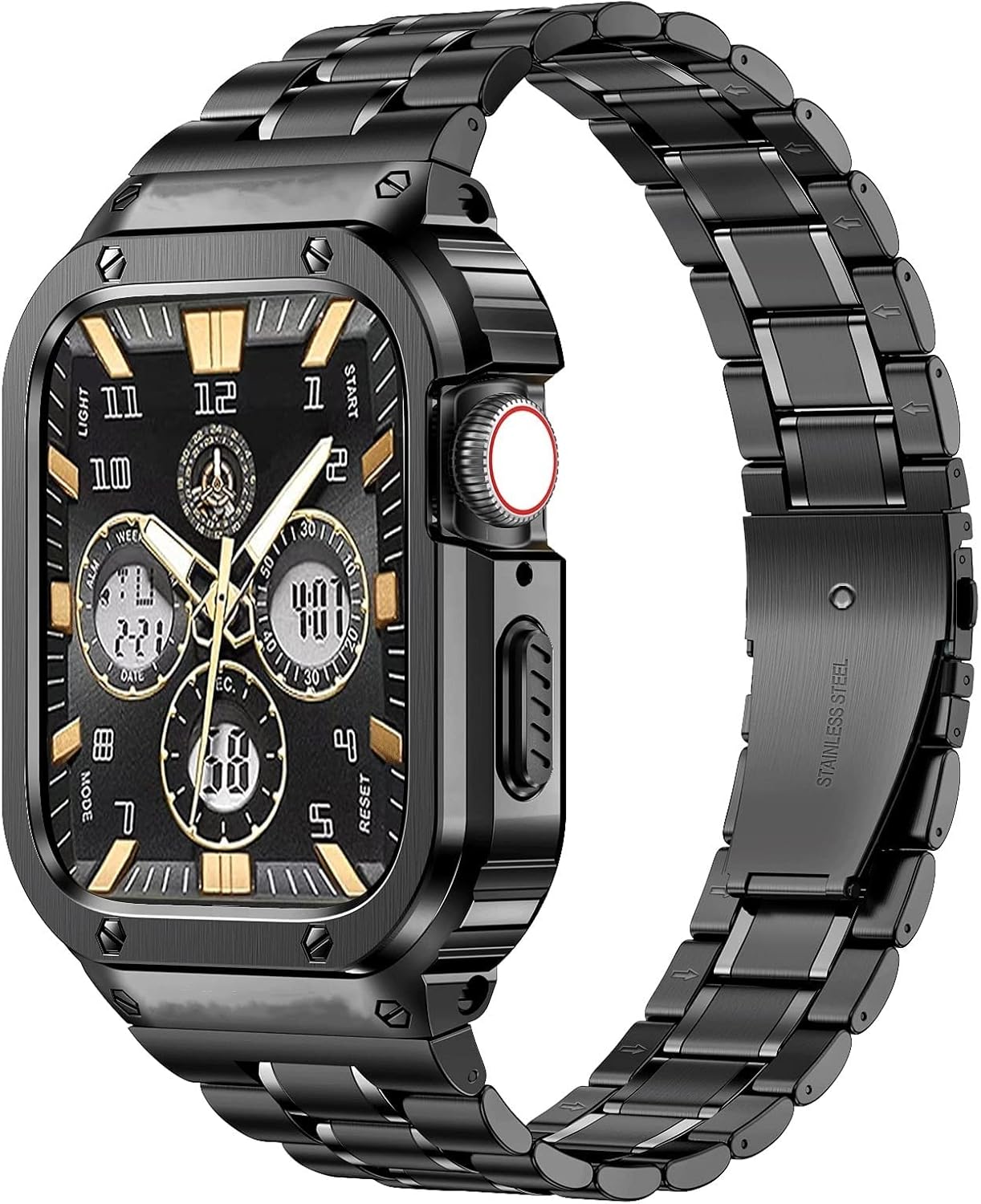 MioHHR Stainless Steel Watch Band with Case Compatible with Apple Watch Series 1...